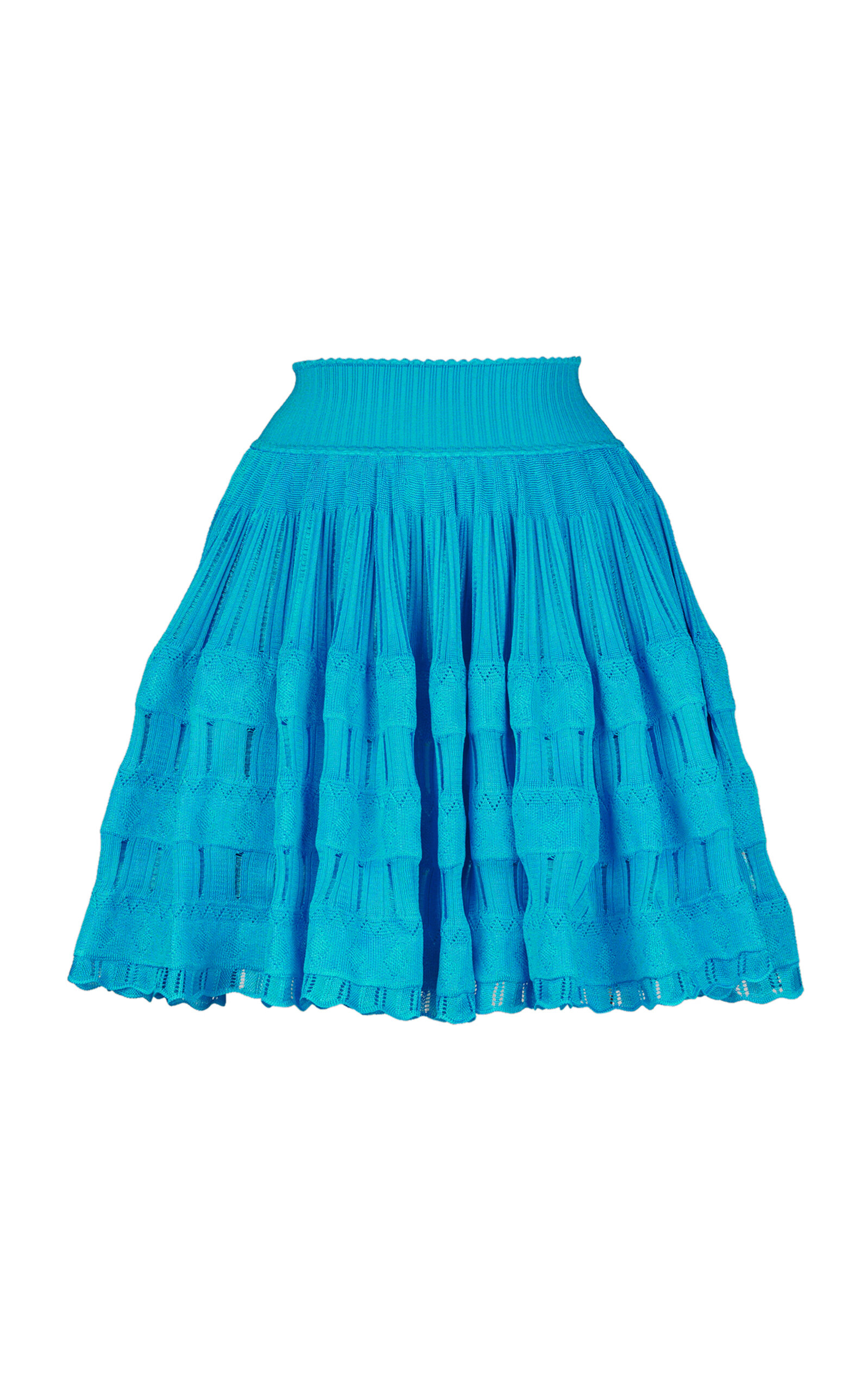 Shop Alaïa Pointelle-knit Crinoline Mini Skirt In Blue