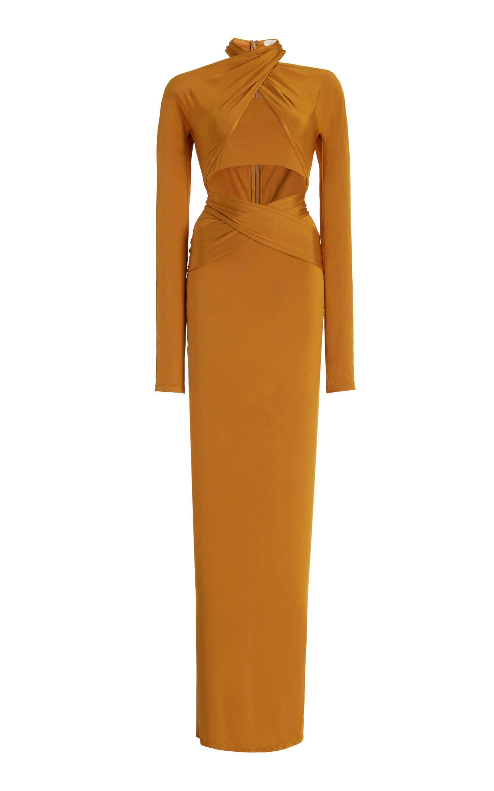 Shop Lapointe Cotton-blend Jersey Maxi Wrap Dress In Yellow
