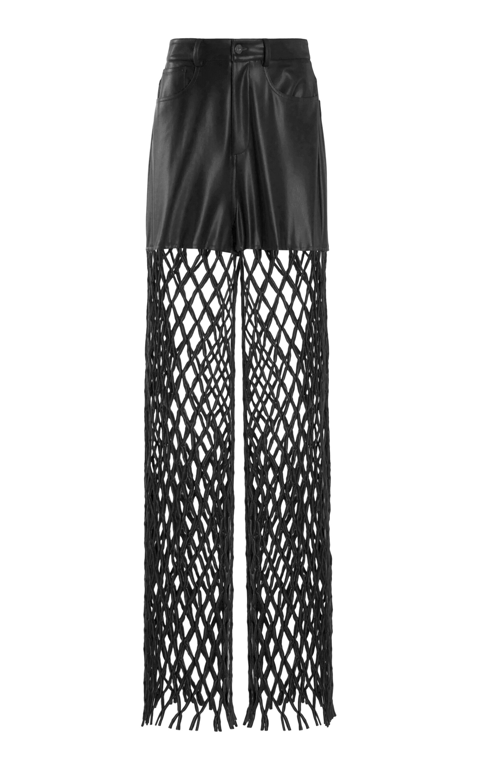 Lapointe Faux-leather Mesh Jeans In Black
