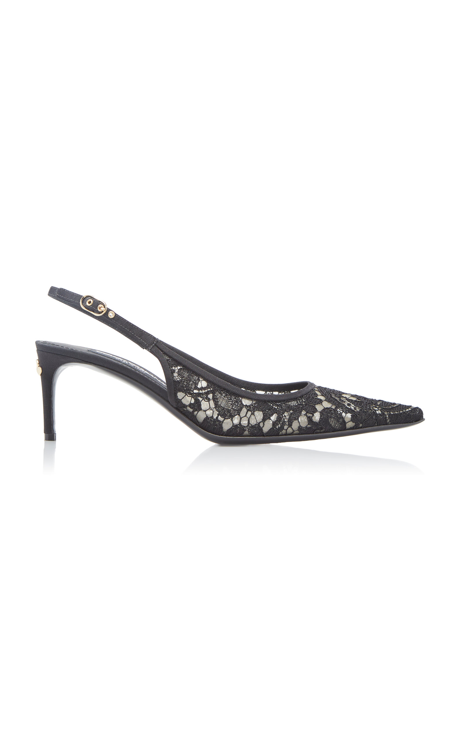 Dolce & Gabbana Pointed-toe Lace-panelled Pumps In Black