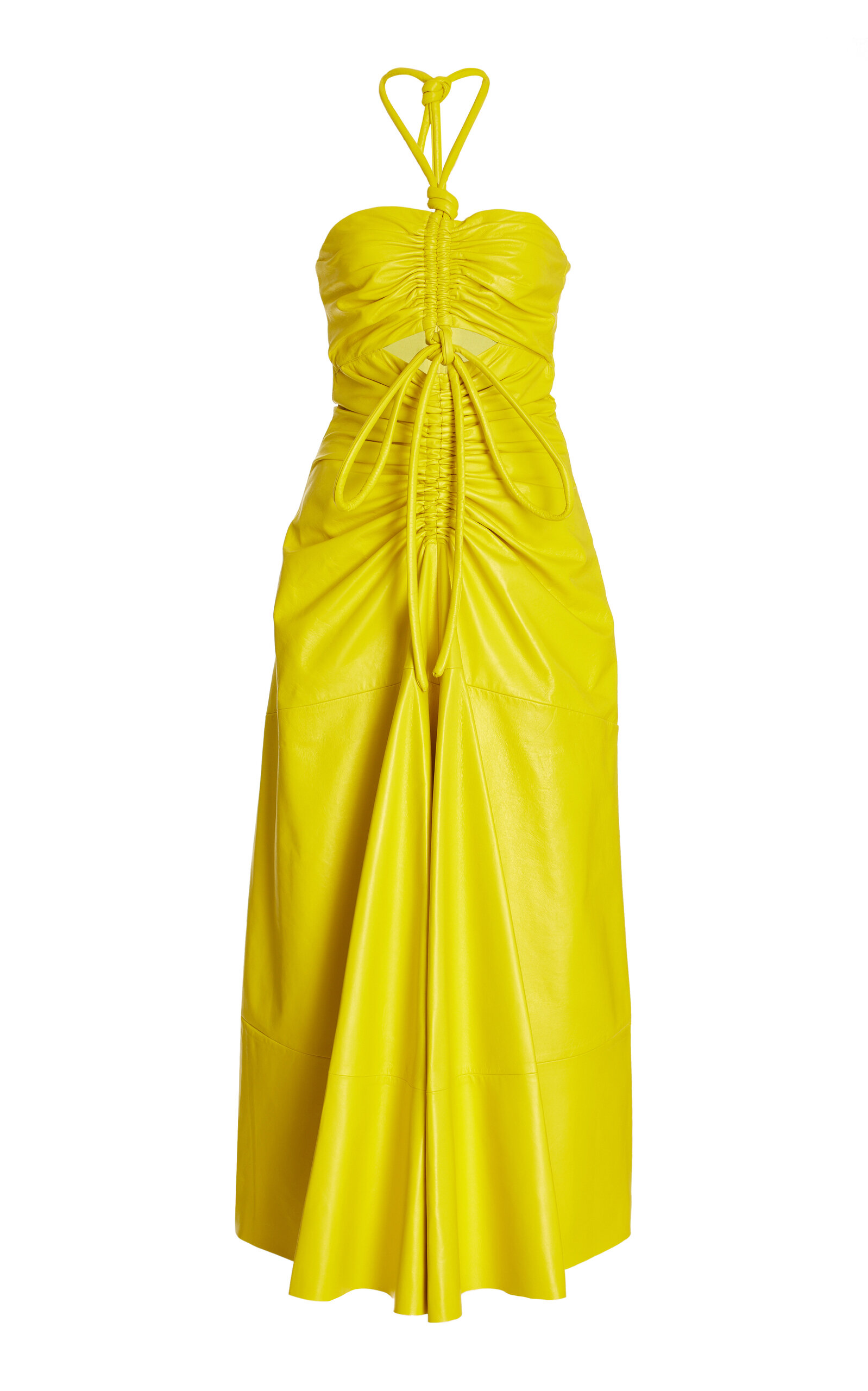 Proenza Schouler Women's Glossy Leather Halter Dress In Yellow