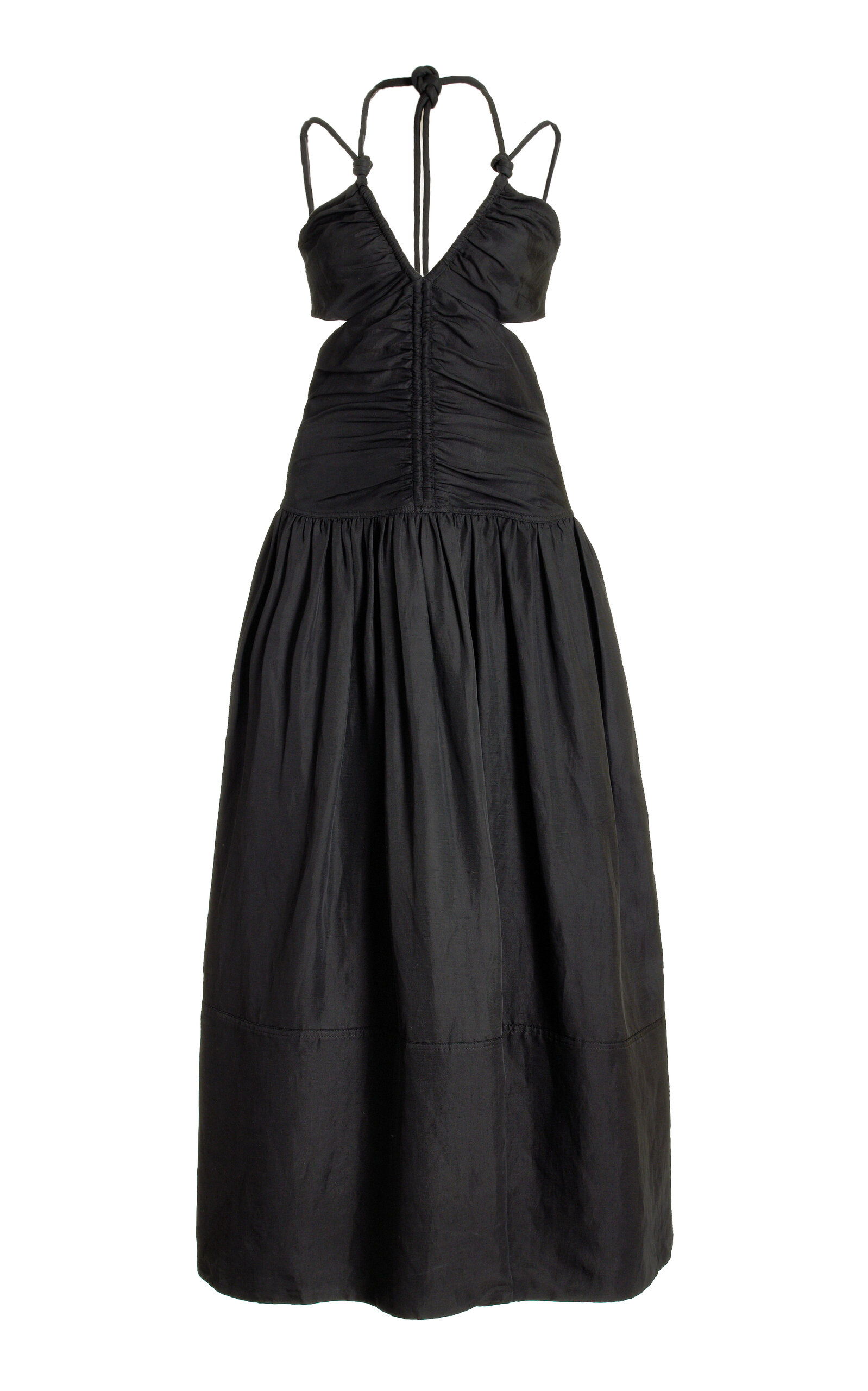 Shop Proenza Schouler Cutout Viscose-linen Midi Dress In Black