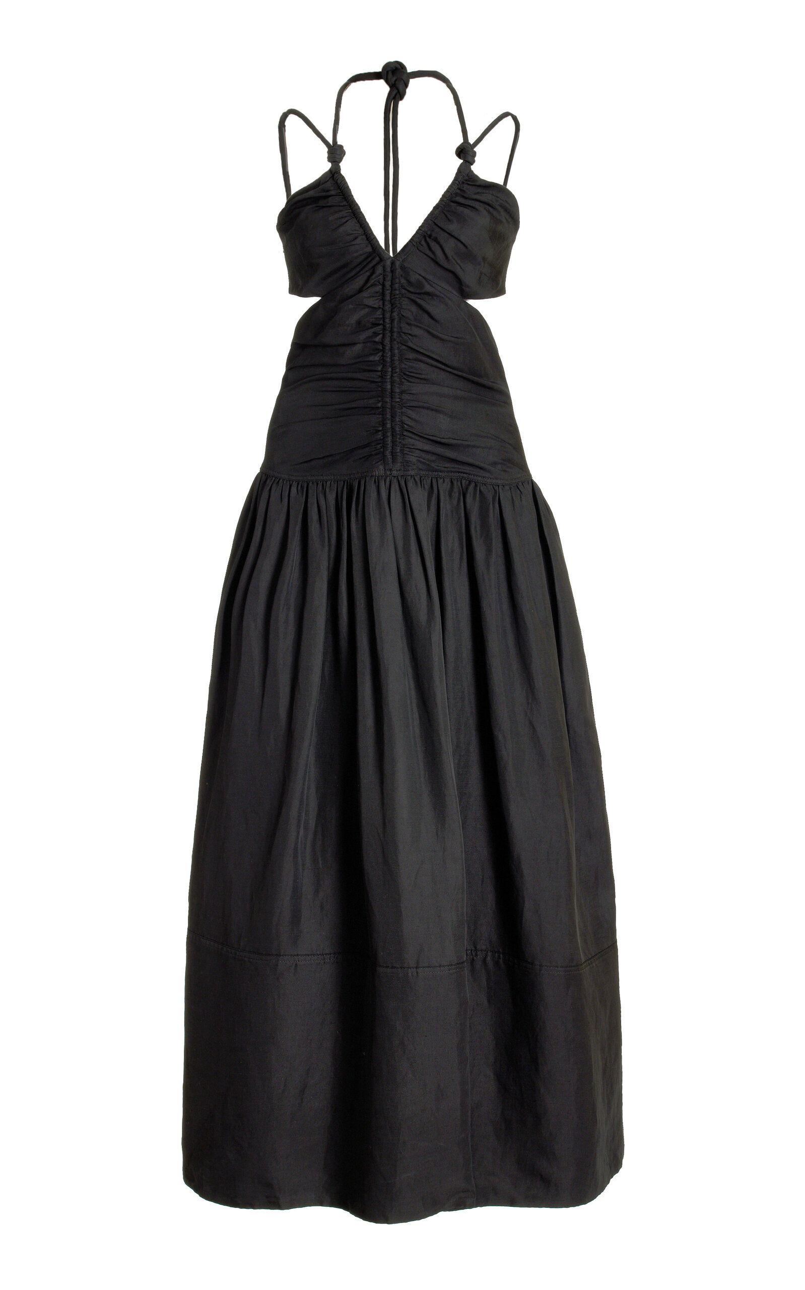 Proenza Schouler Tiered Ruched Strappy Cutout Midi Dress In Black