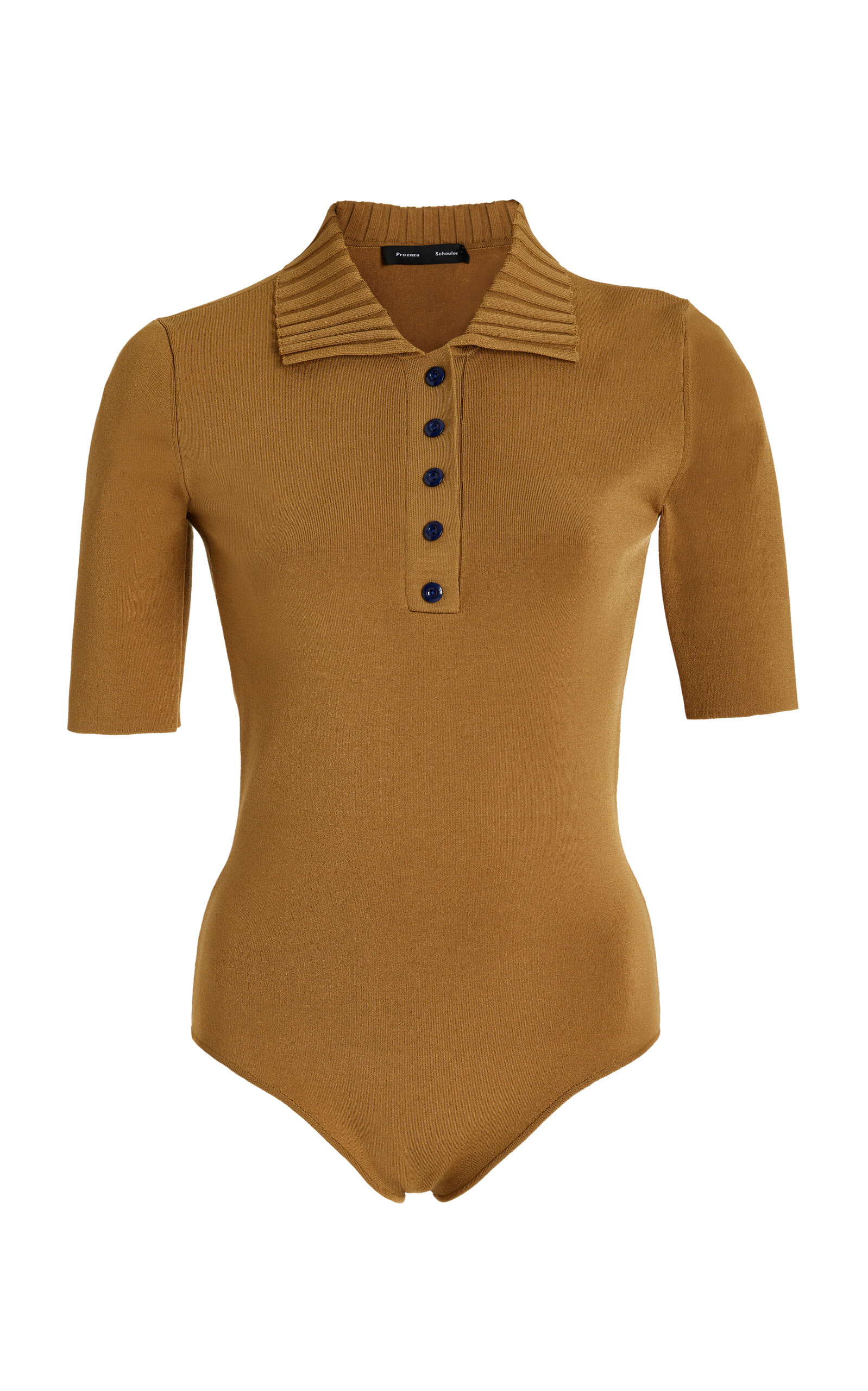 Proenza Schouler Women's Silk Viscose Polo Bodysuit In Brown