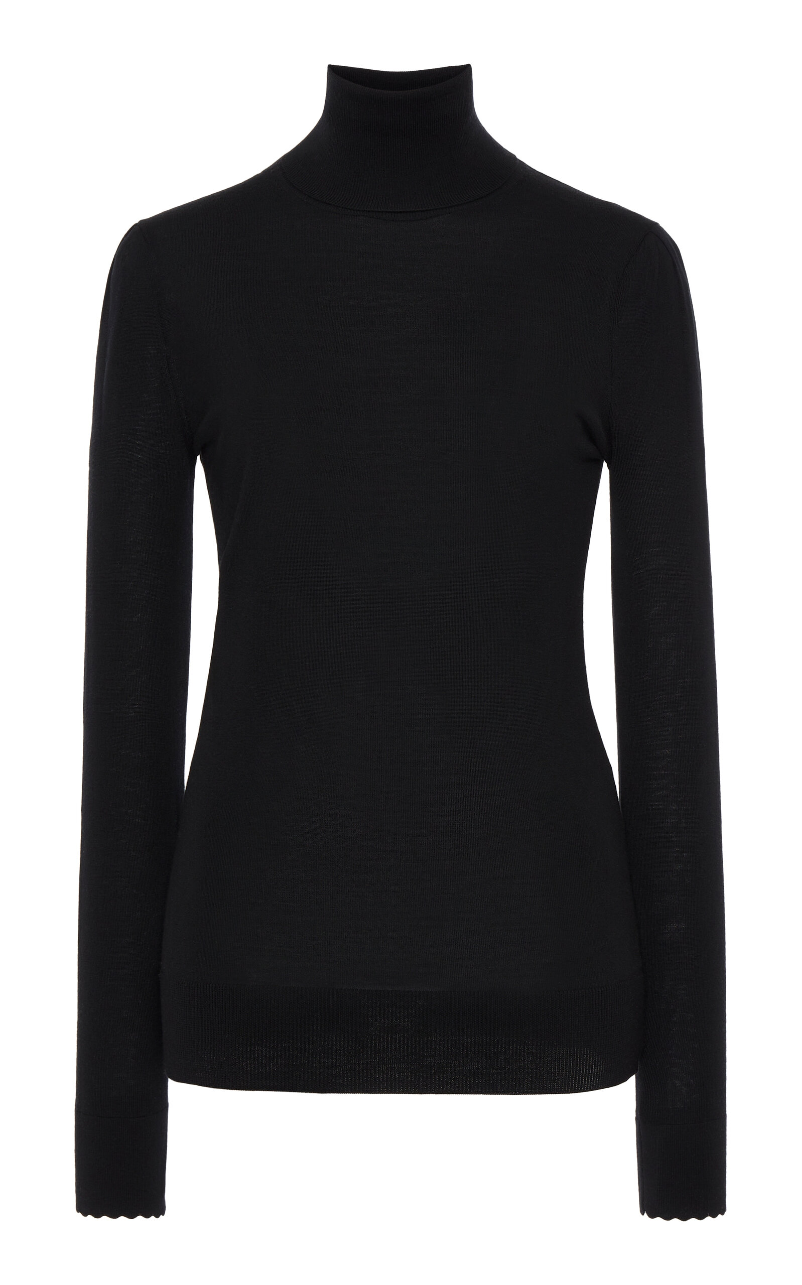 Chloé Wool Knit Turtleneck Sweater In Black