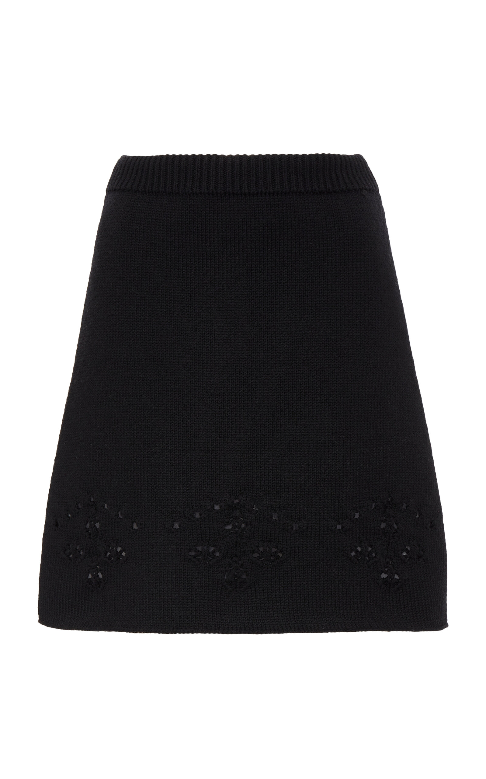 Chloé Women's Pointelle-knit Wool Mini Skirt In Black