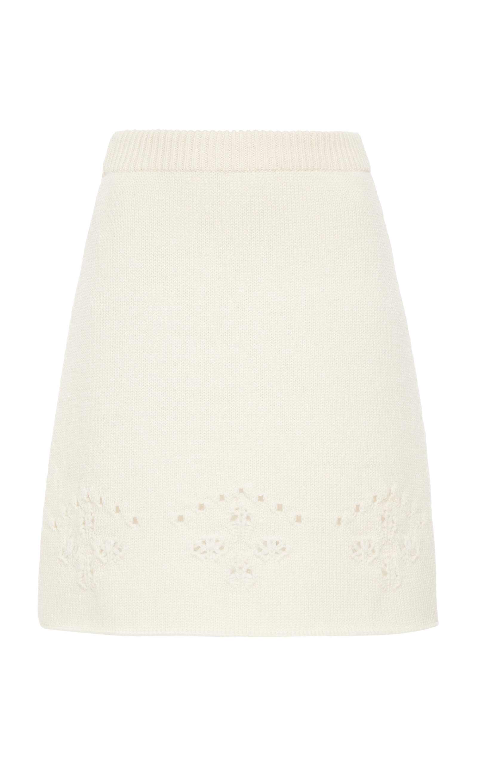 Shop Chloé Pointelle-knit Wool Mini Skirt In Ivory