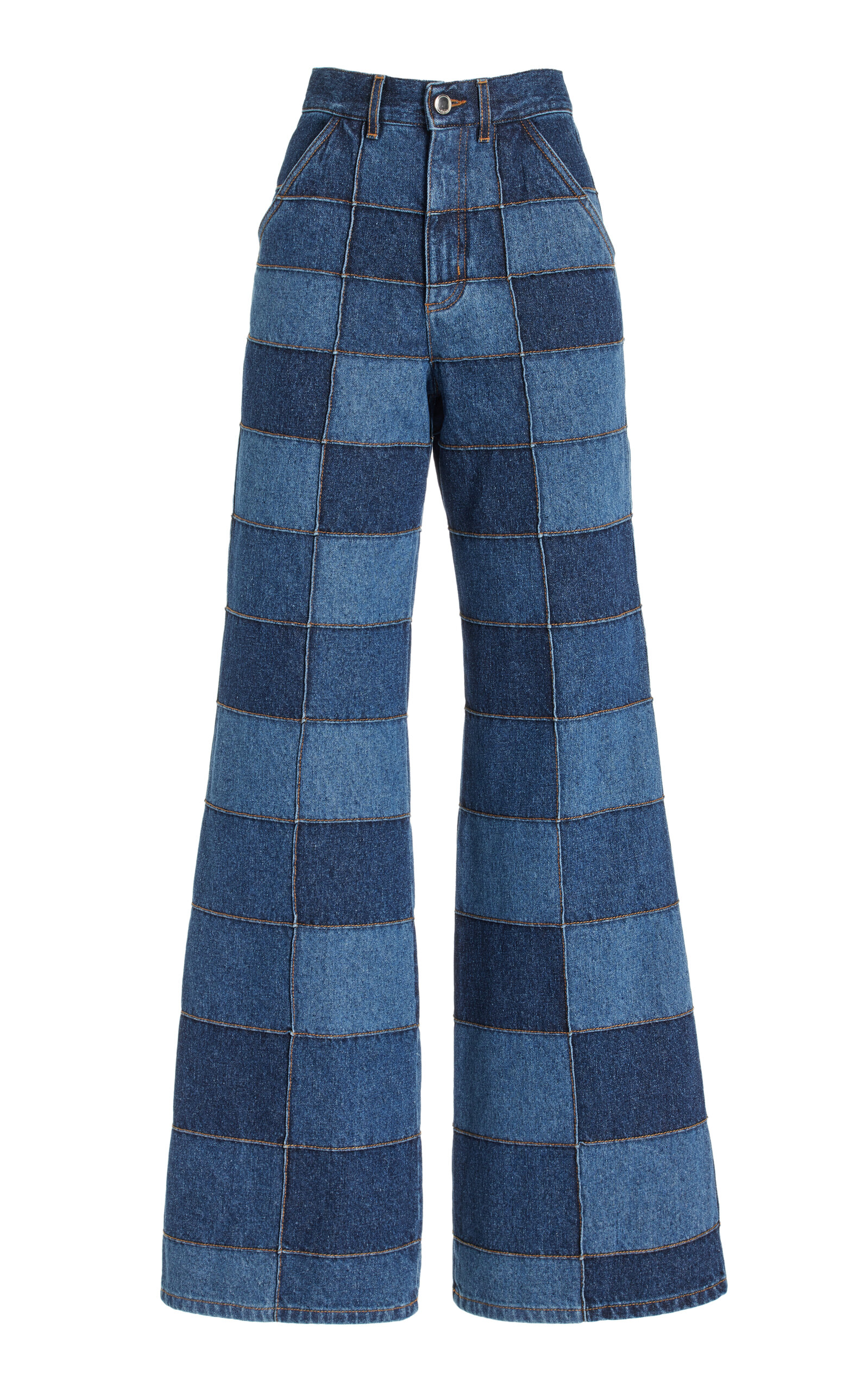 Chloé Patchwork High-rise Wide-leg Jeans In Multi