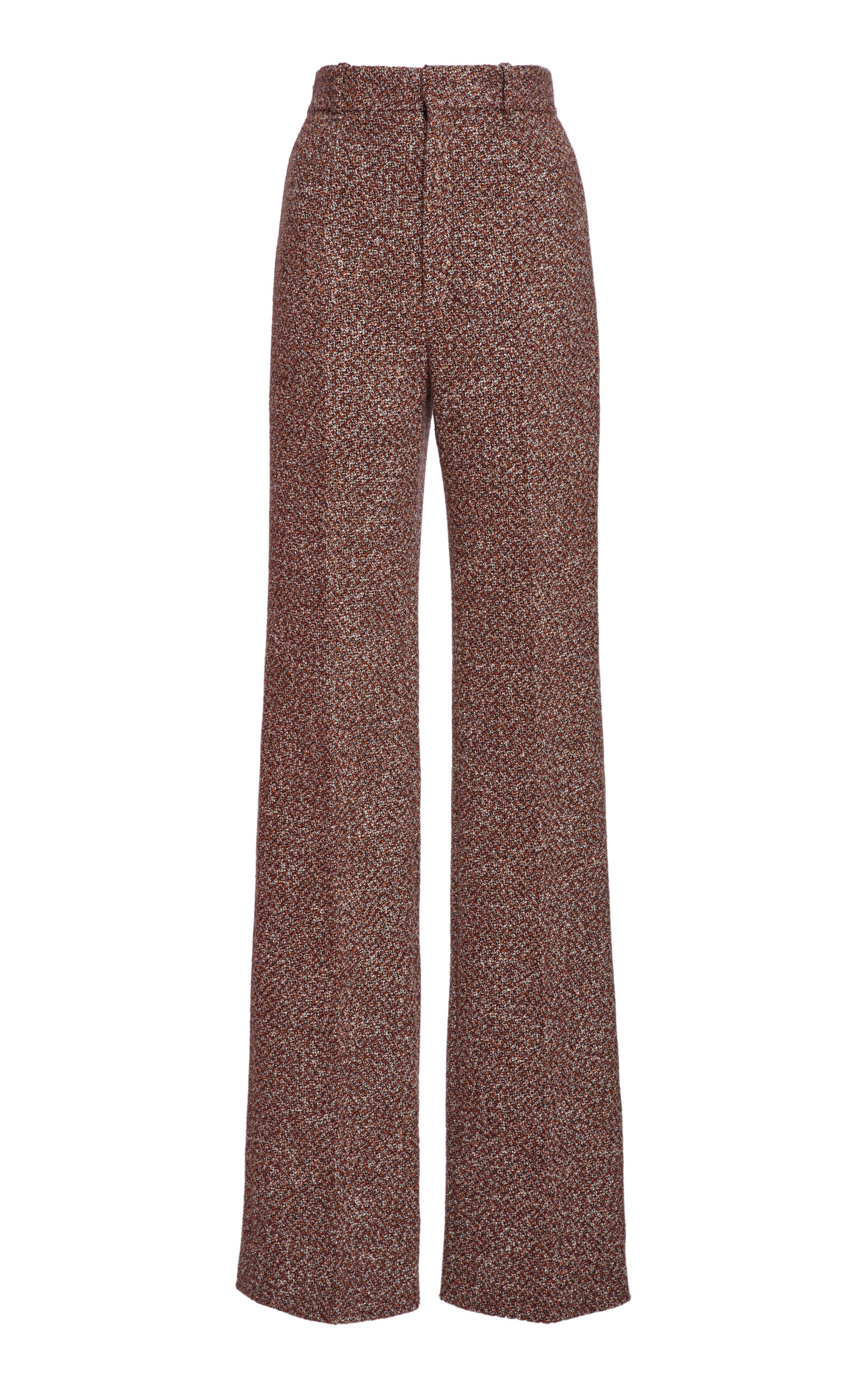 Chloé Wool-blend Tweed Straight-leg Pants In Multi