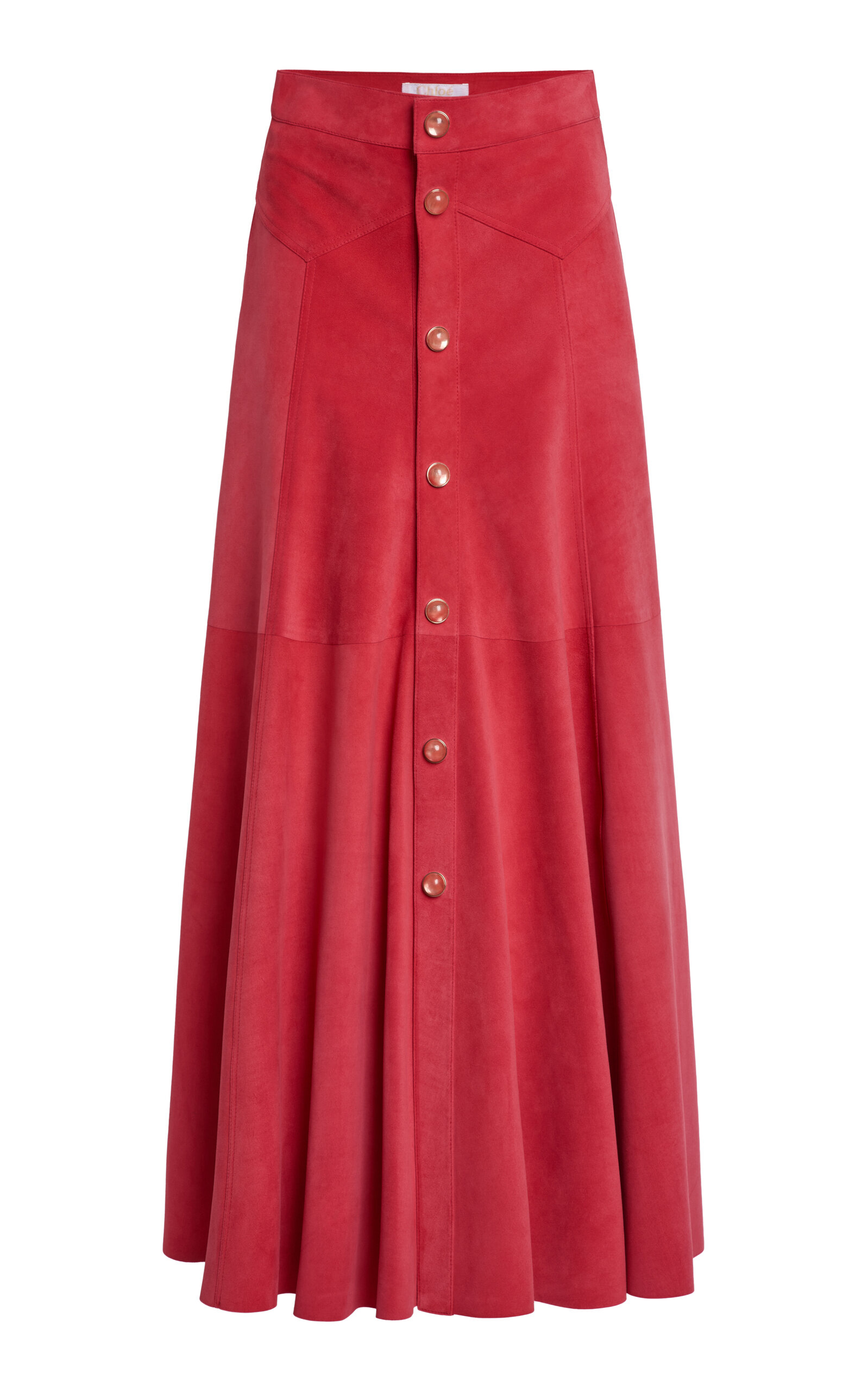 Chloé Suede Midi Skirt In Red