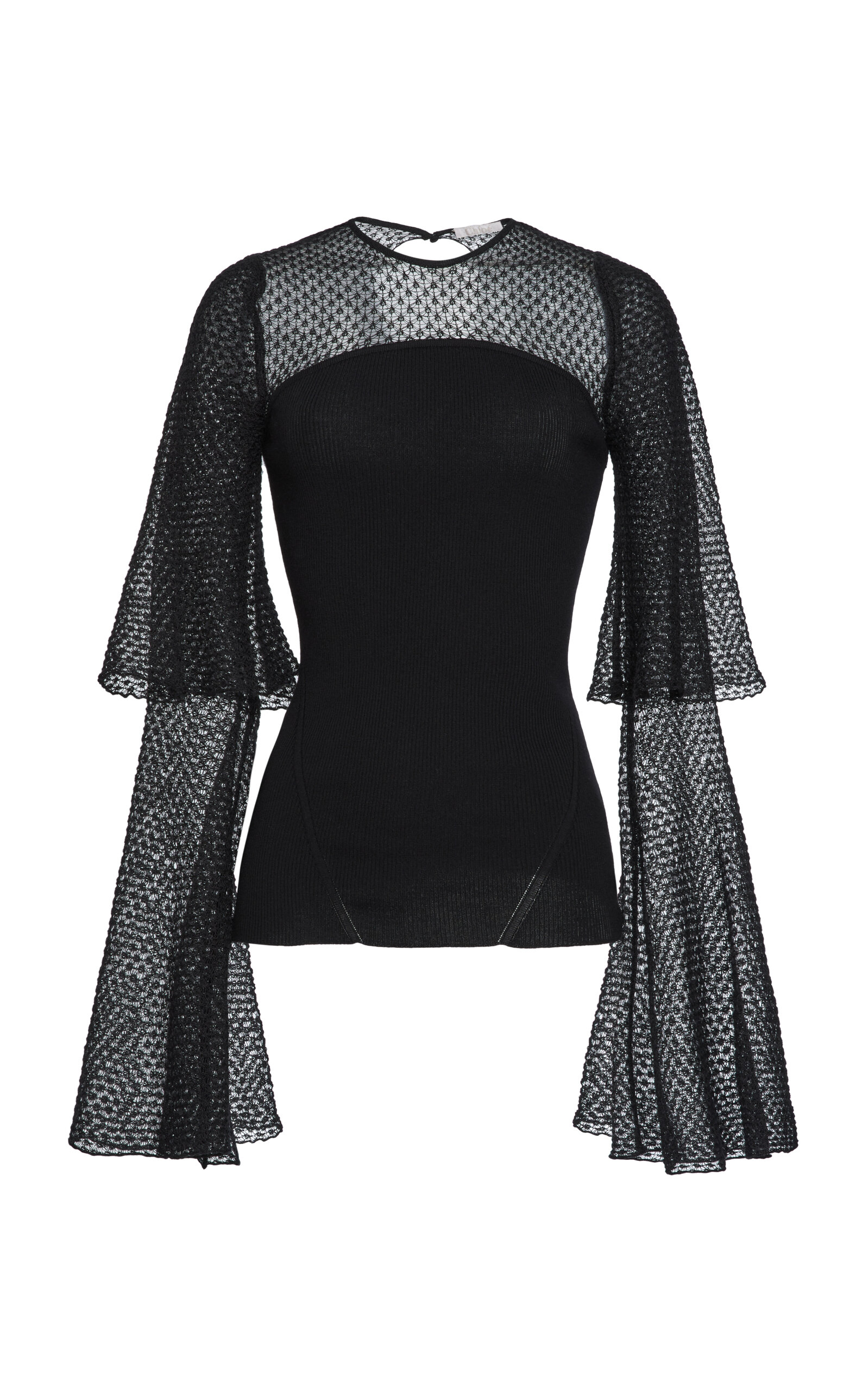 Chloé Wool-cashmere Lace Knit Top In Black