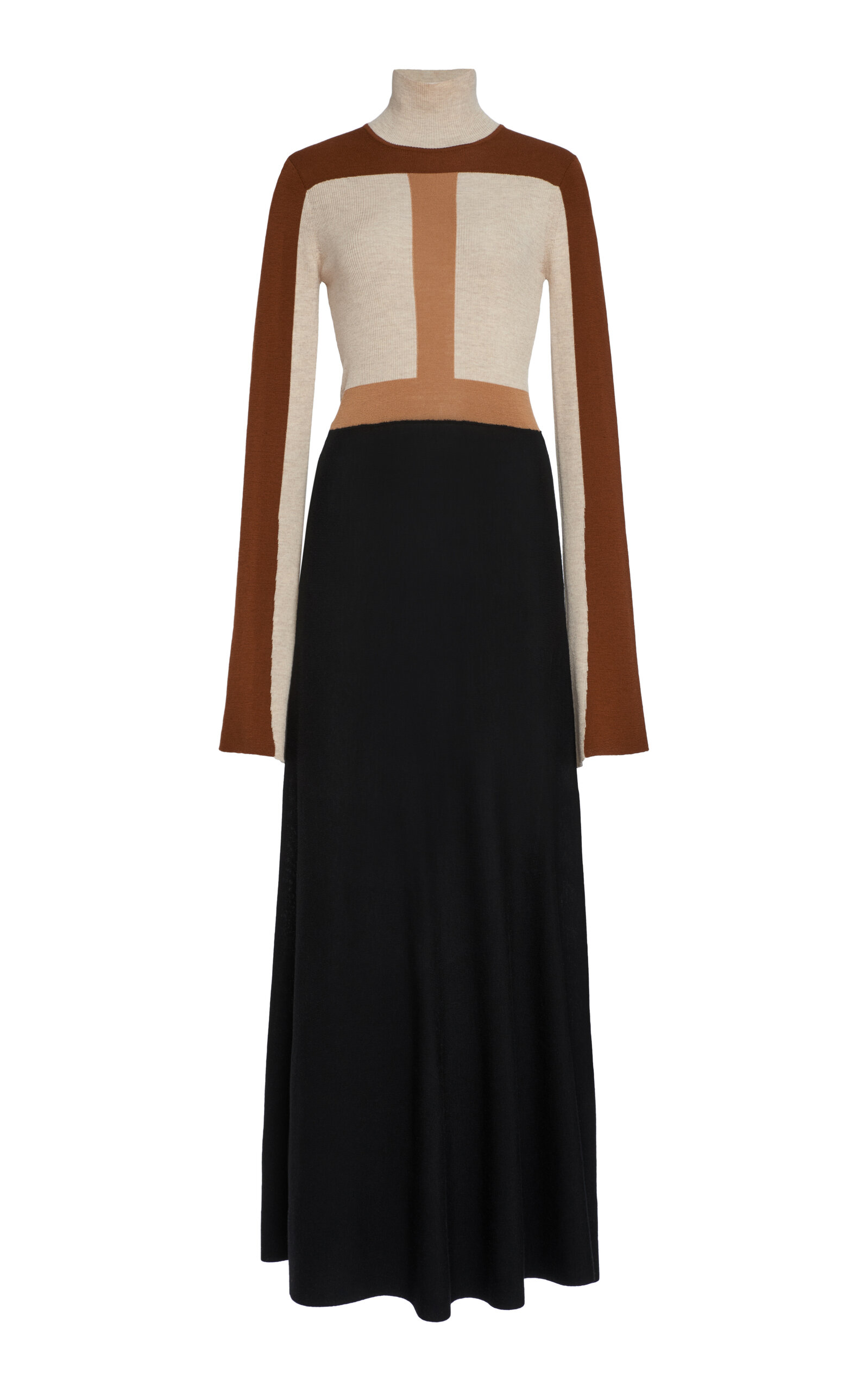 Chloé Black Silk Satin Maxi Skirt In Multi