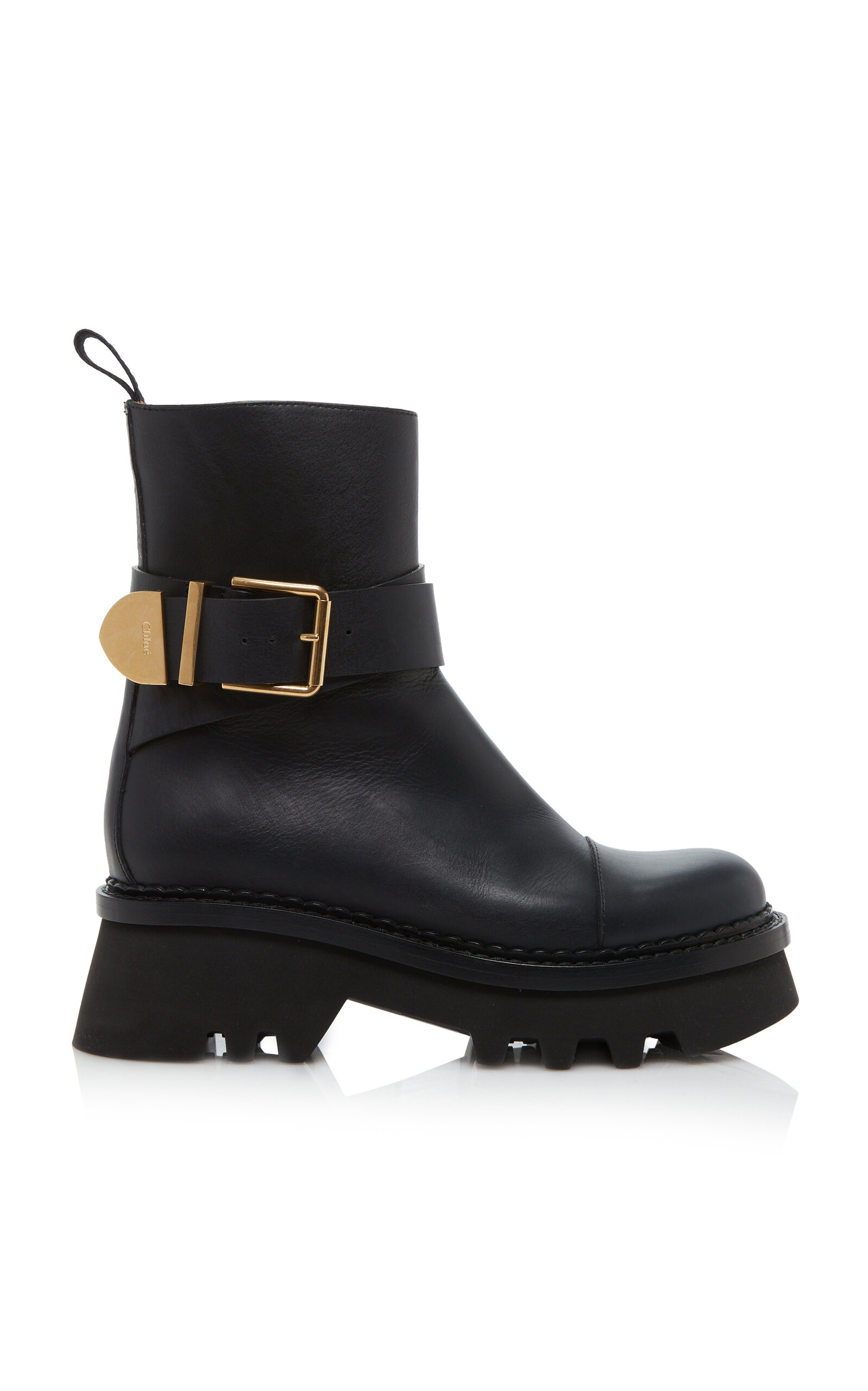 Shop Chloé Owena Leather Ankle Boots In Black