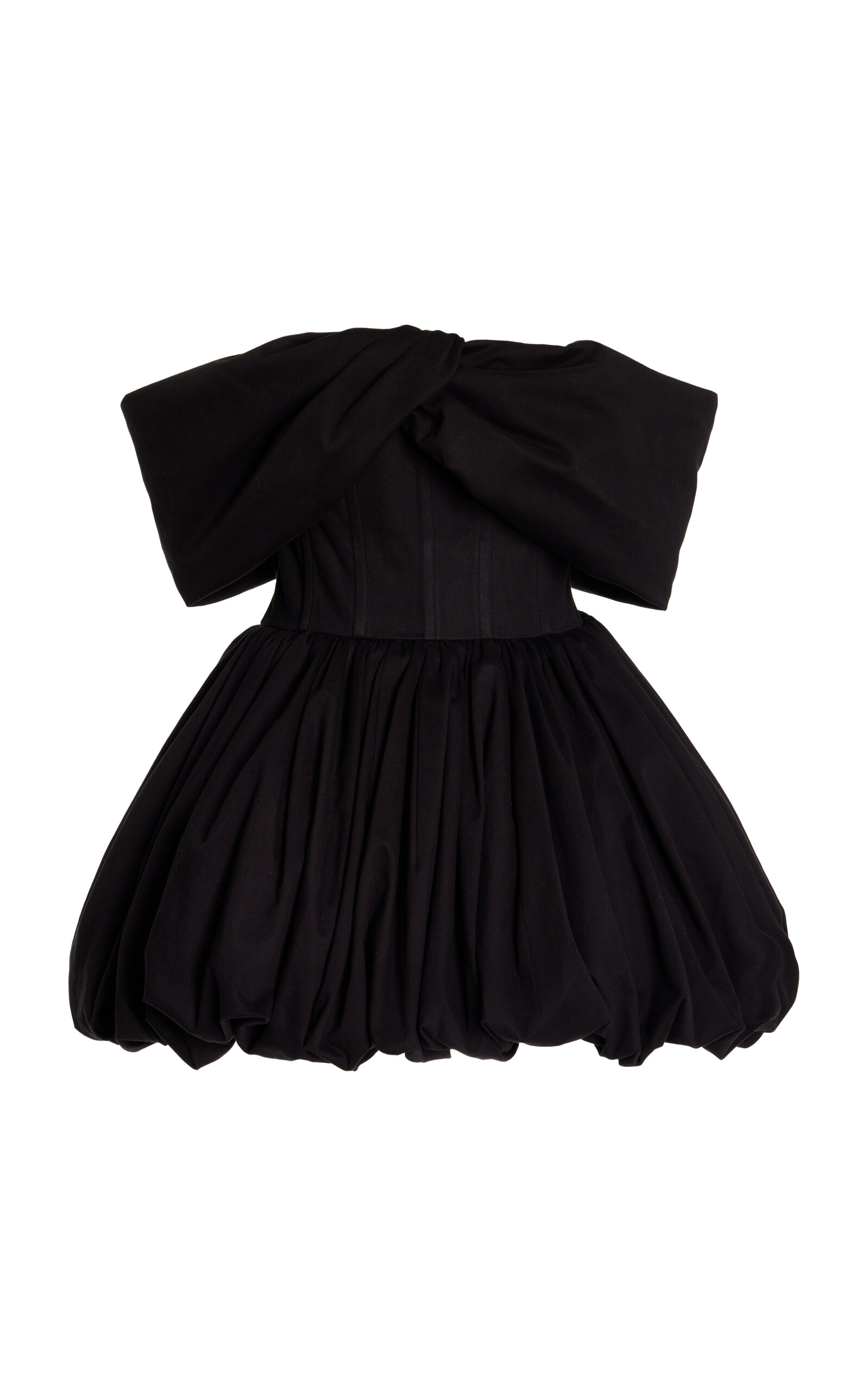 Brandon Maxwell Pippa Off-the-shoulder Cotton-blend Poplin Mini Dress In Black