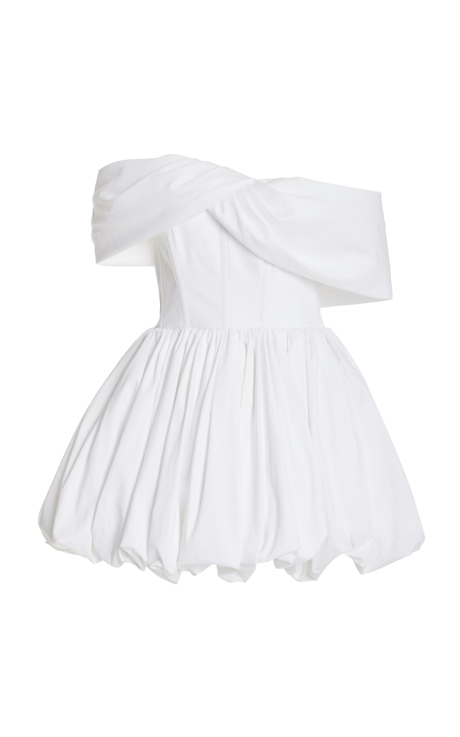 Brandon Maxwell Pippa Off-the-shoulder Cotton-poplin Mini Dress In White