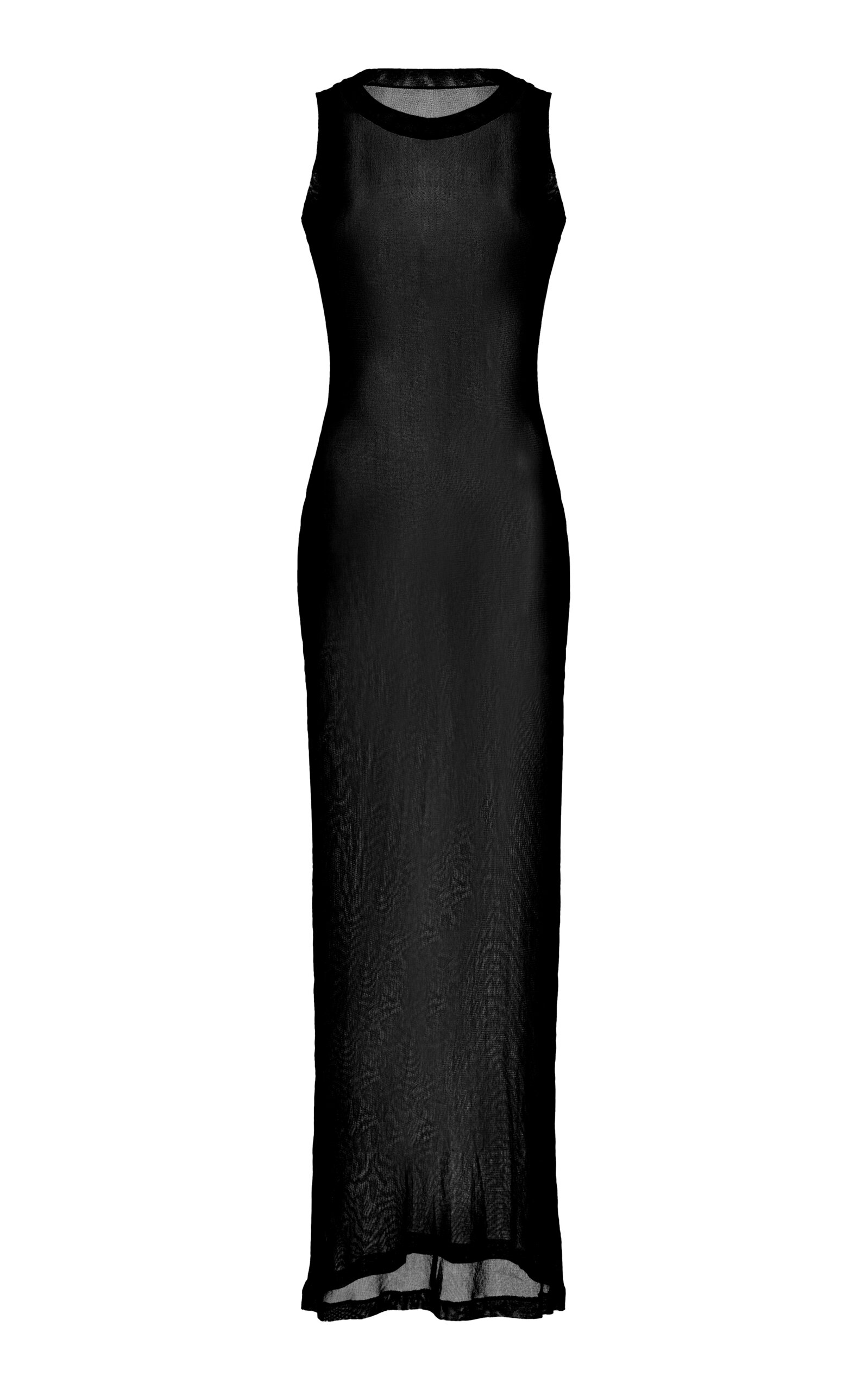 Brandon Maxwell Landry Racerback Mesh Maxi Dress In Black