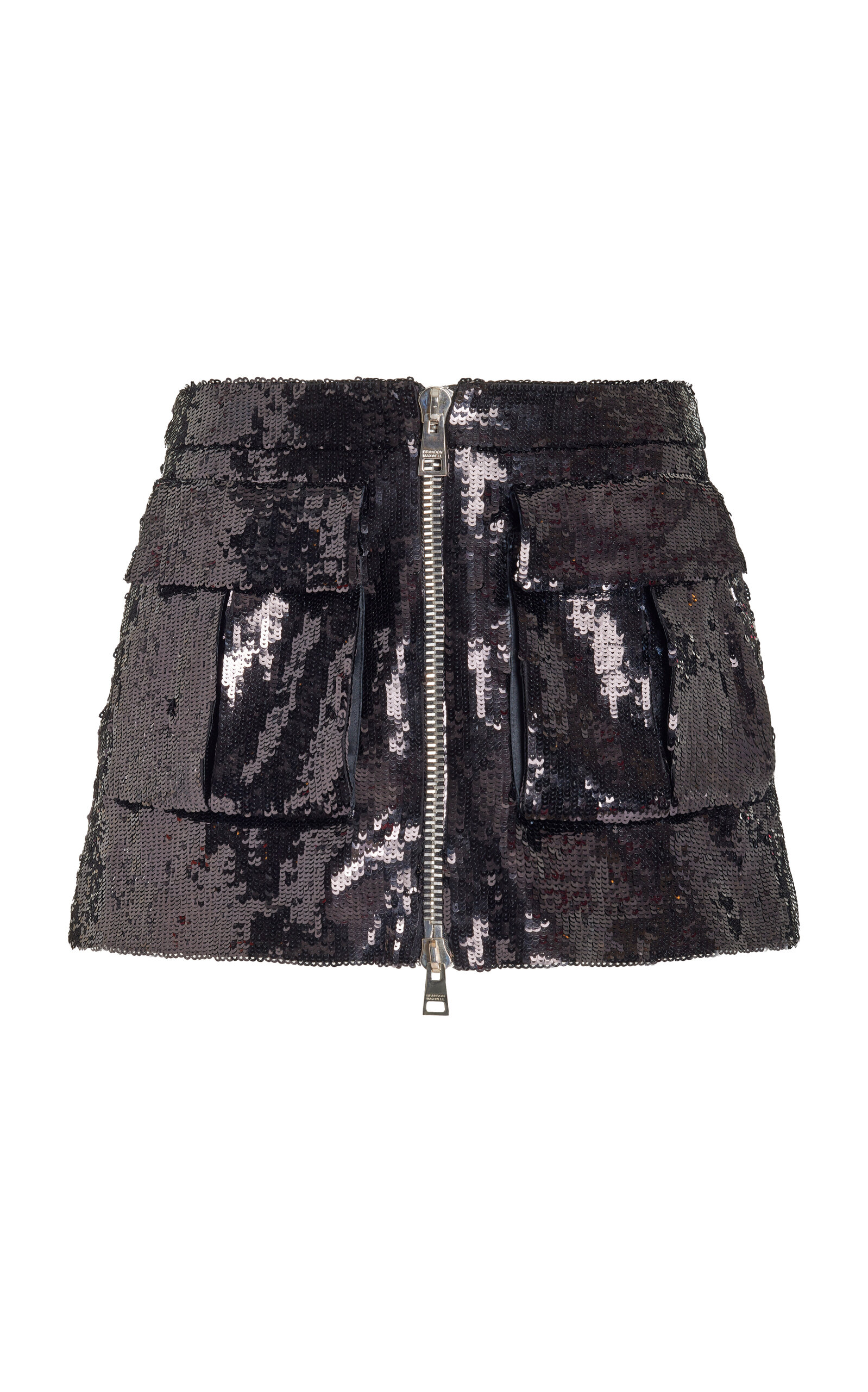 Shop Brandon Maxwell Sterling Sequined Cargo Mini Skirt In Black