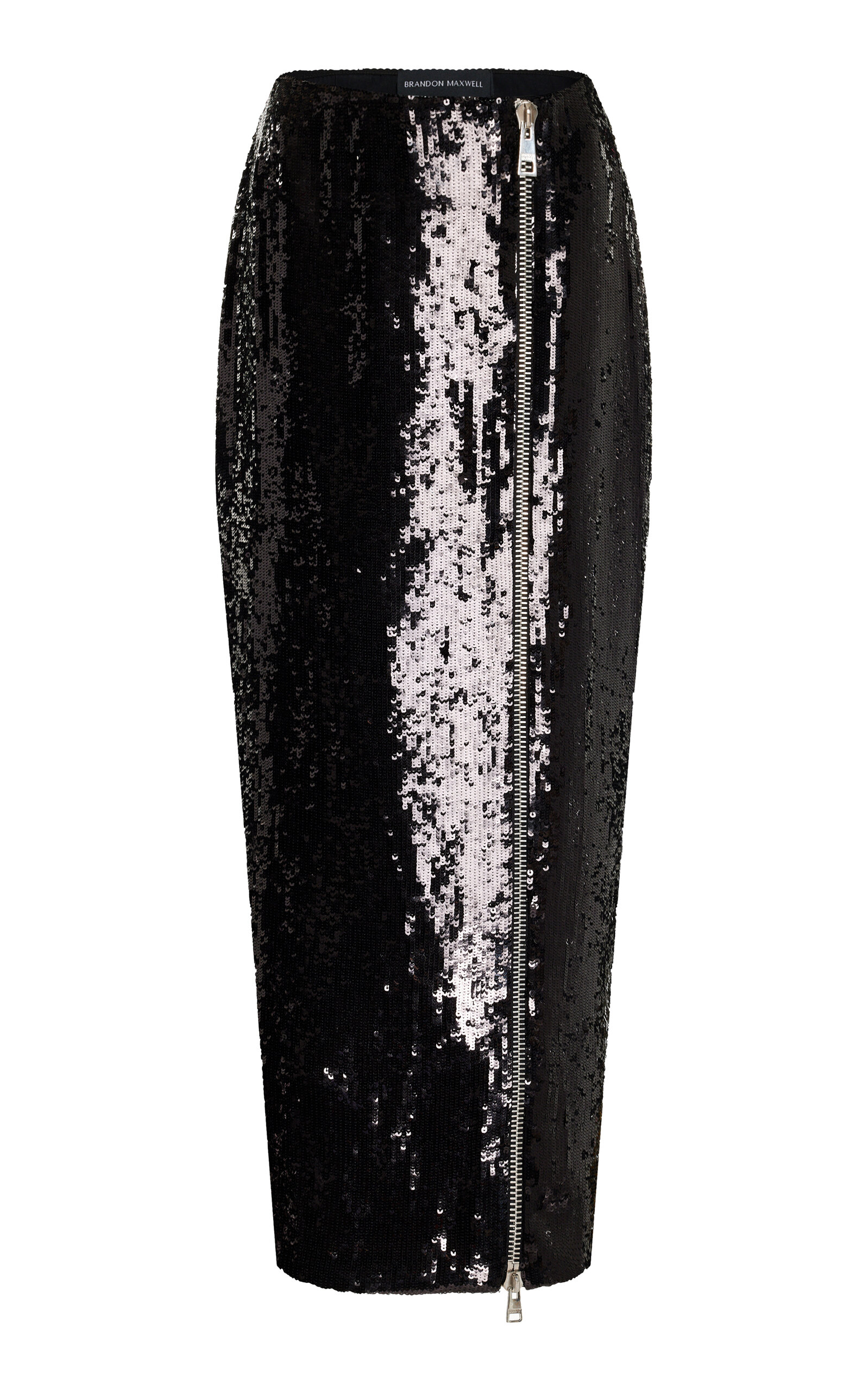 Brandon Maxwell Emery Sequined Silk Midi Skirt In Black