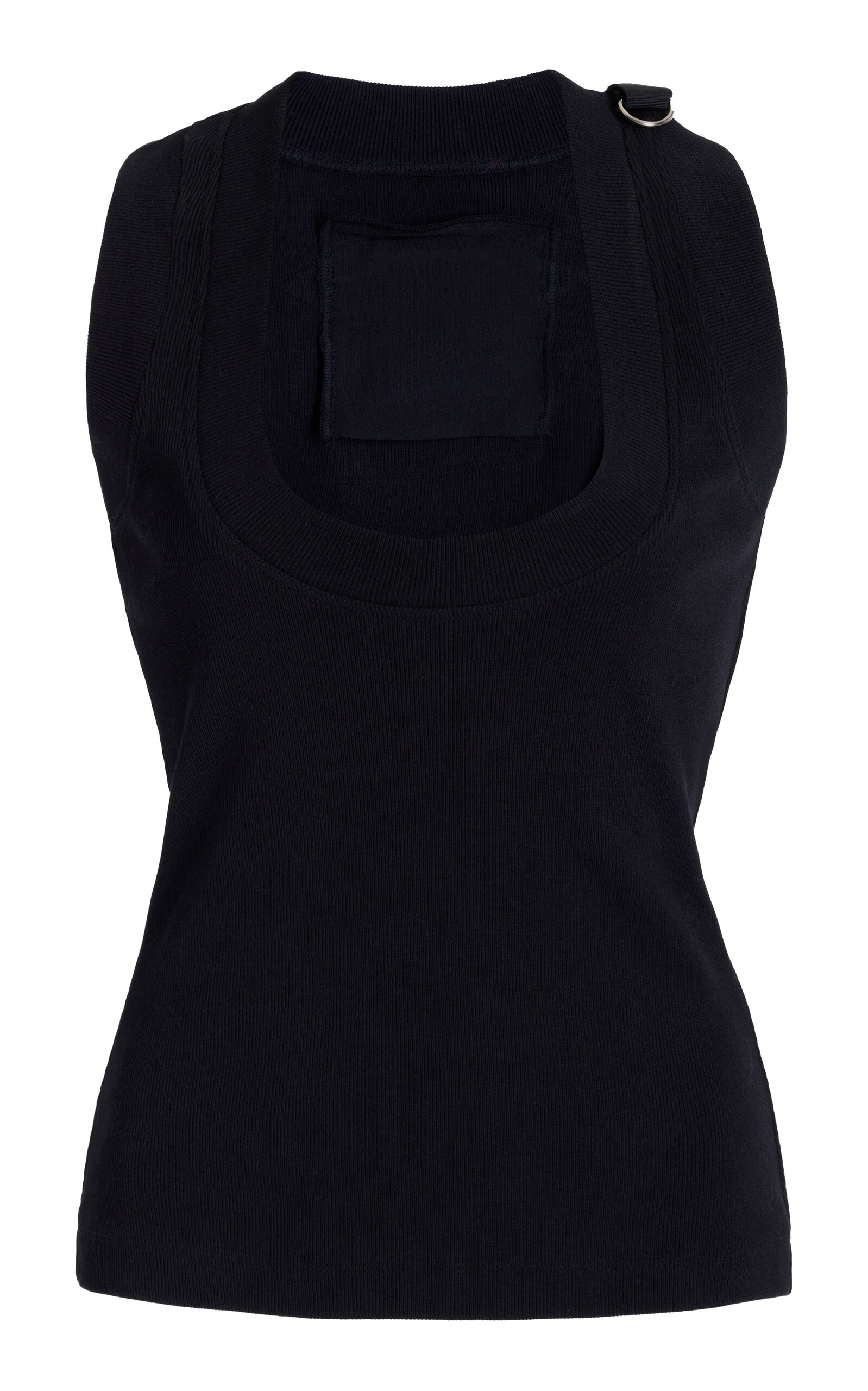 Brandon Maxwell Anne Scoop Neck Cotton Tank In Black