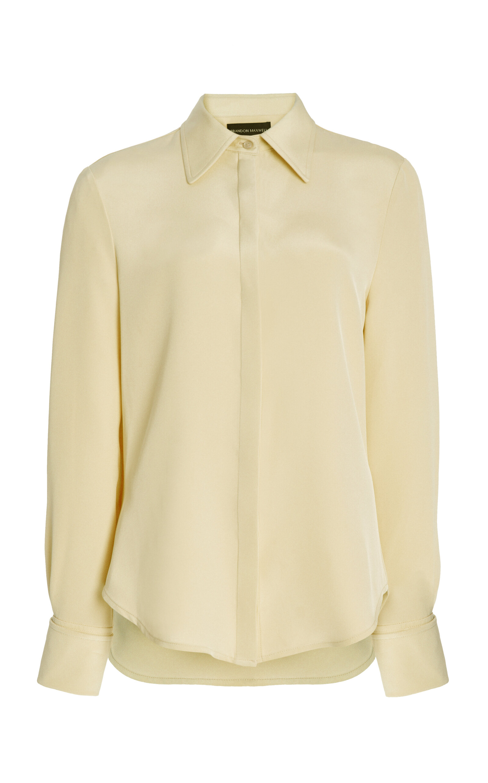 Brandon Maxwell Spence Silk Crepe Button-down Shirt In Yellow