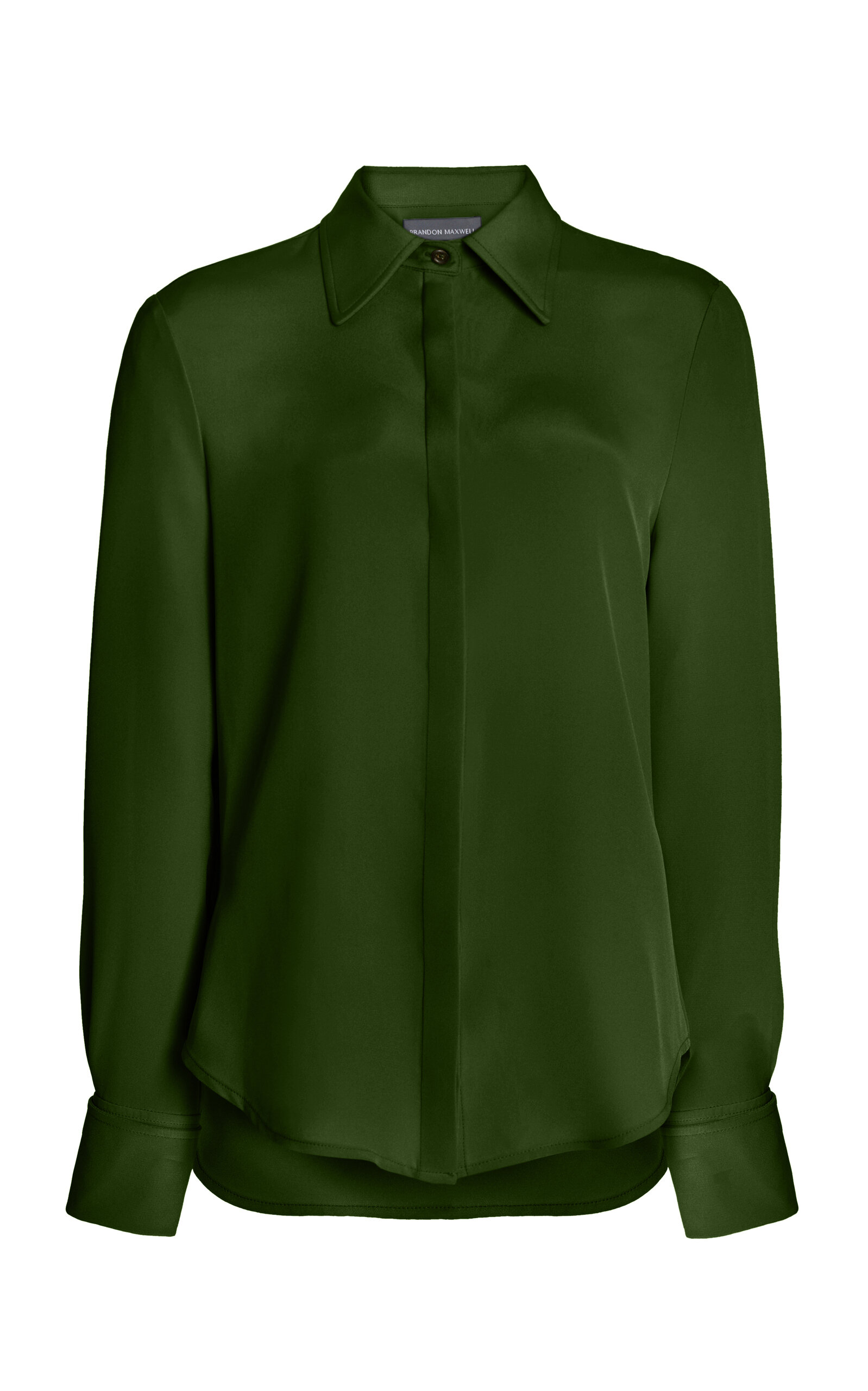 Brandon Maxwell Spence Silk Crepe Button-down Shirt In Dark Green