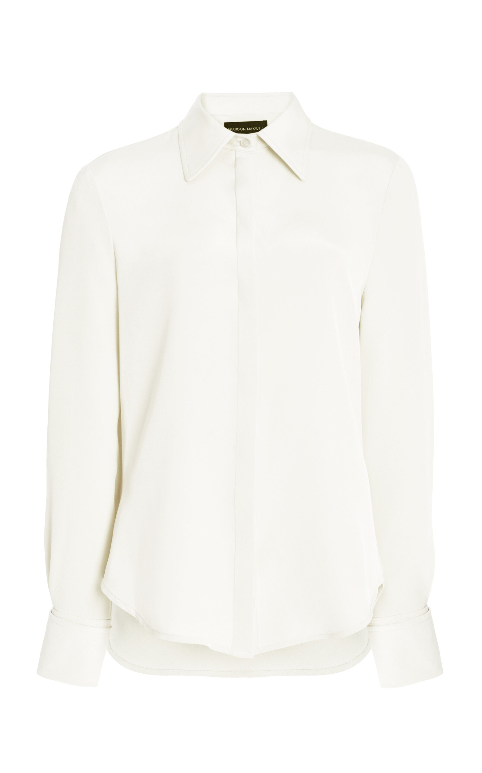 Brandon Maxwell Spence Silk Crepe Button-down Shirt In Ivory