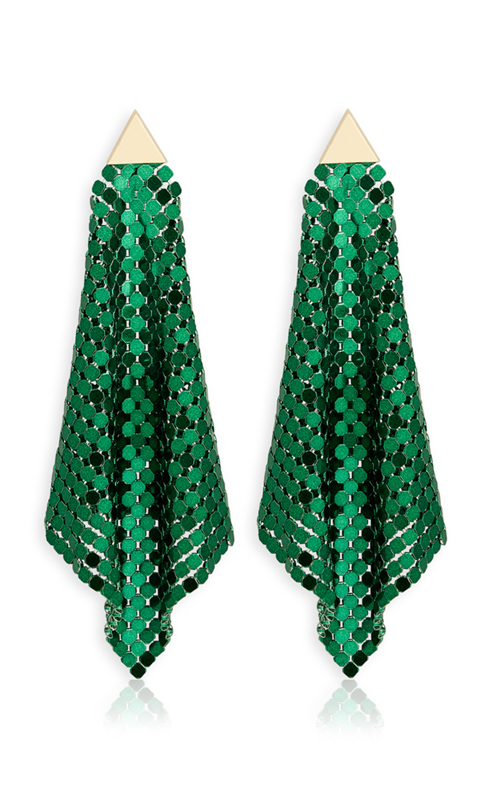 Paco Rabanne - Pixel Flow Gold-Tone Chainmail Earrings - Green - OS - Moda Operandi - Gifts For Her