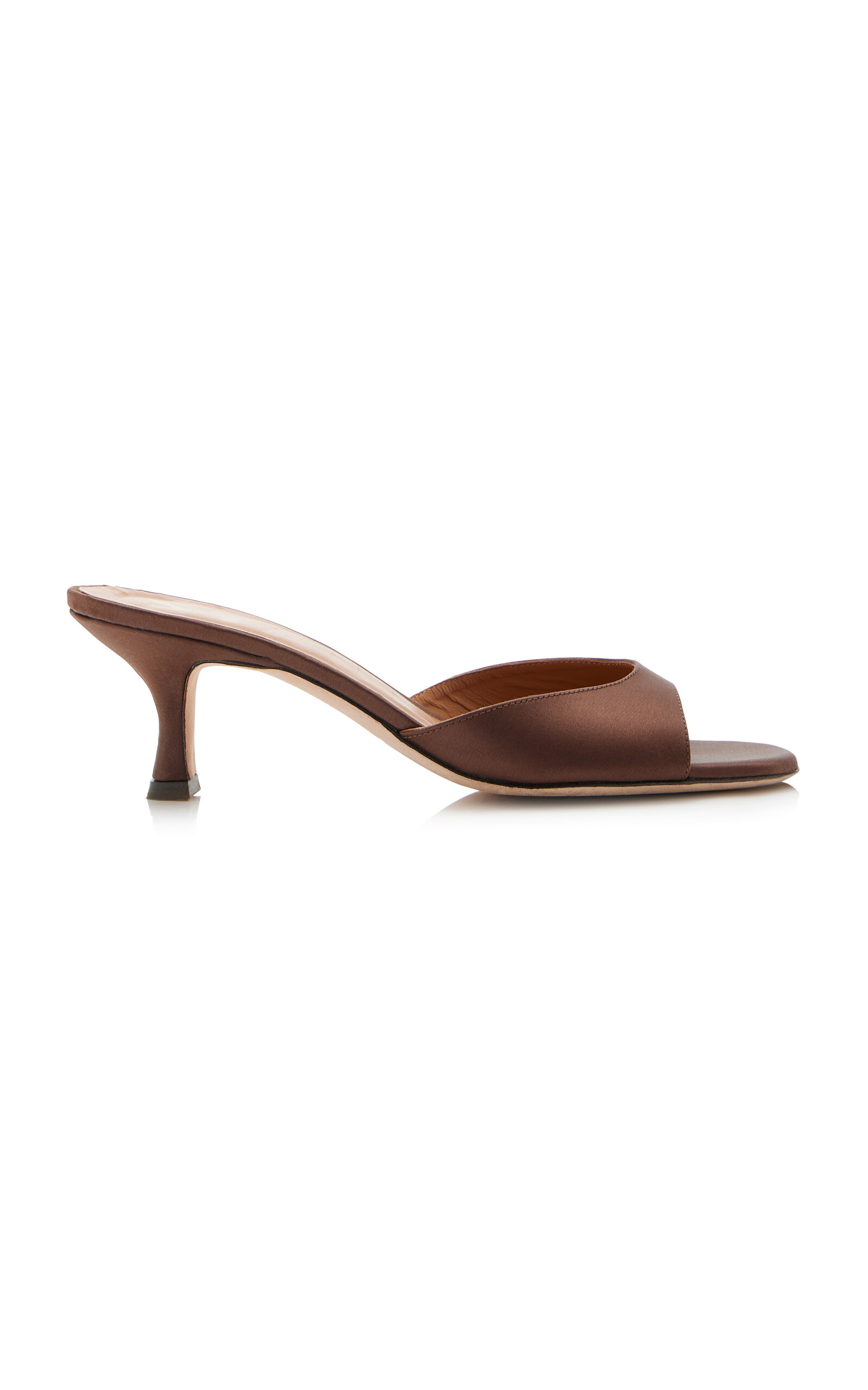 Staud Brigitte Satin Mules In Brown
