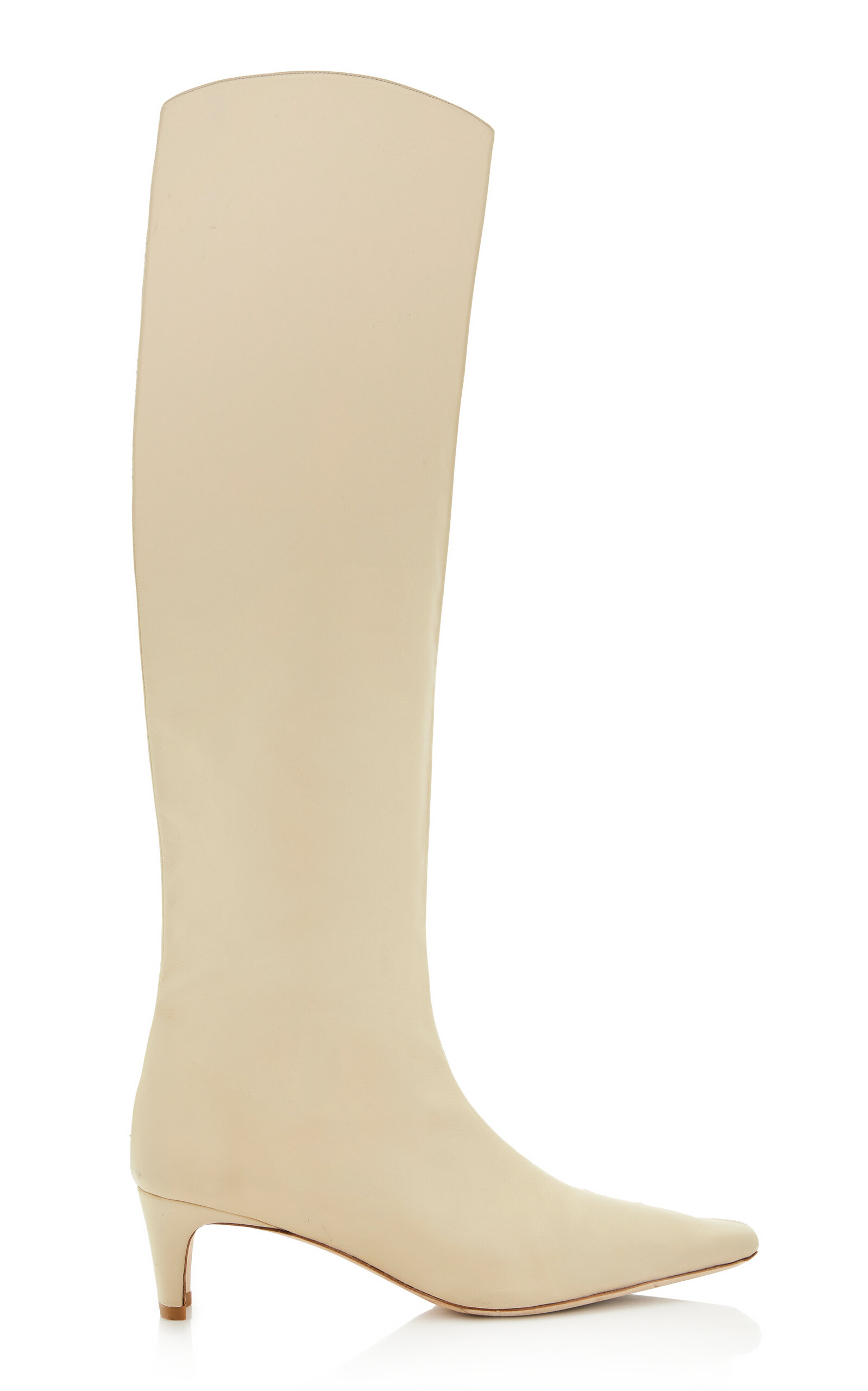 STAUD Wally Leather Knee Boots - White