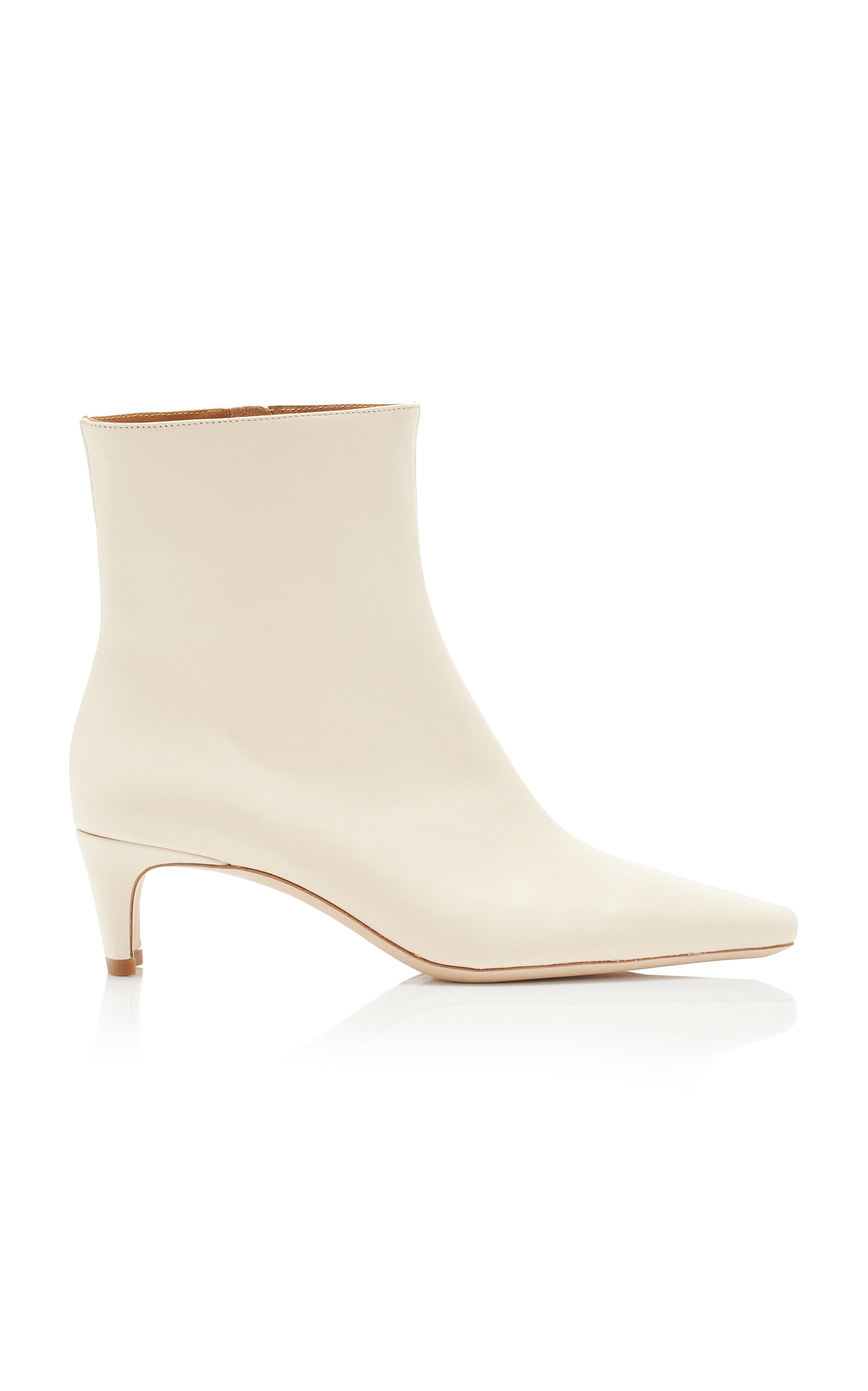 Shop Staud Wally Leather Ankle Boots In White