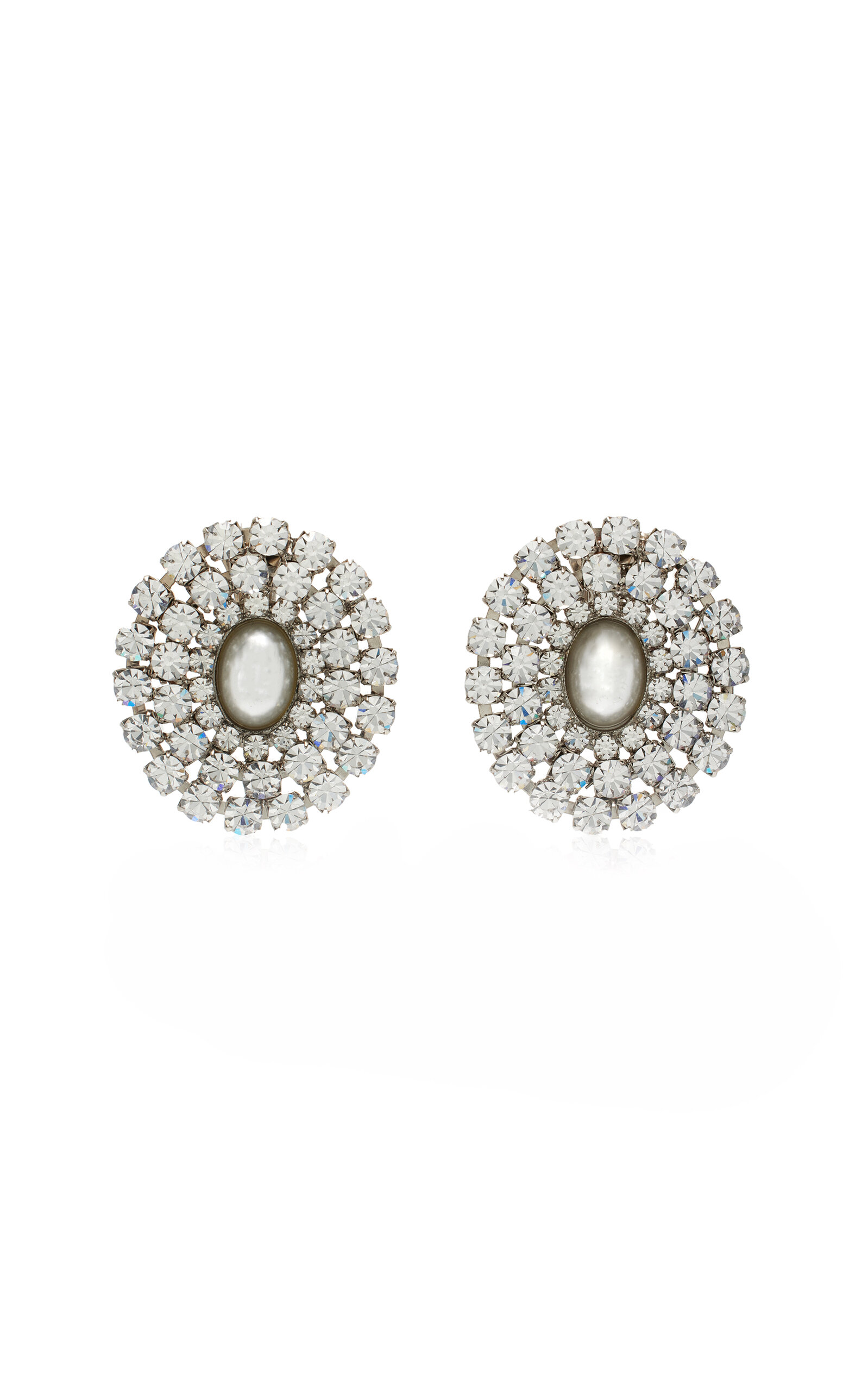 ALESSANDRA RICH SILVER-TONE CRYSTAL AND FAUX PEARL EARRINGS