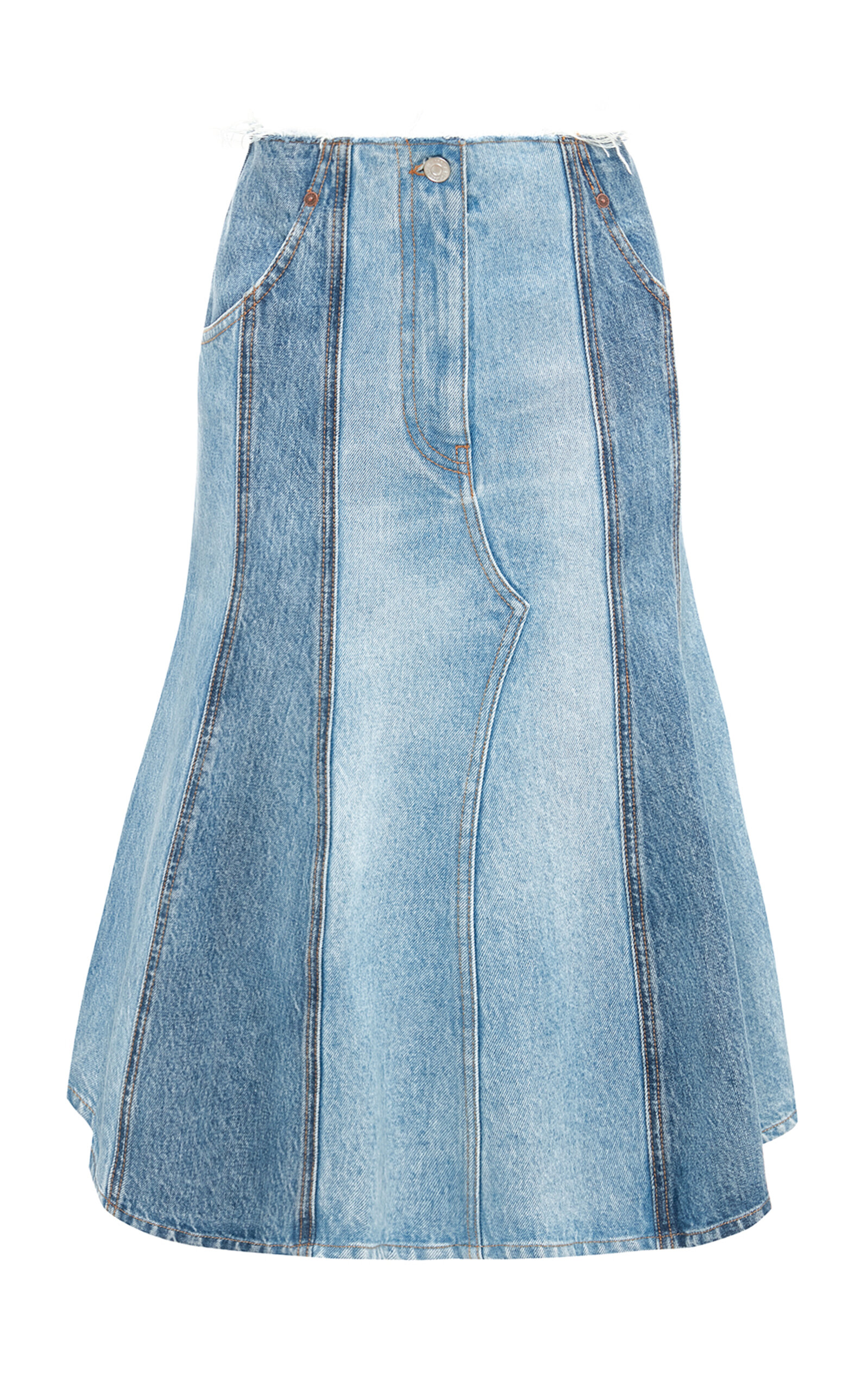 Victoria Beckham Women's Deconstructed Denim Midi Skirt