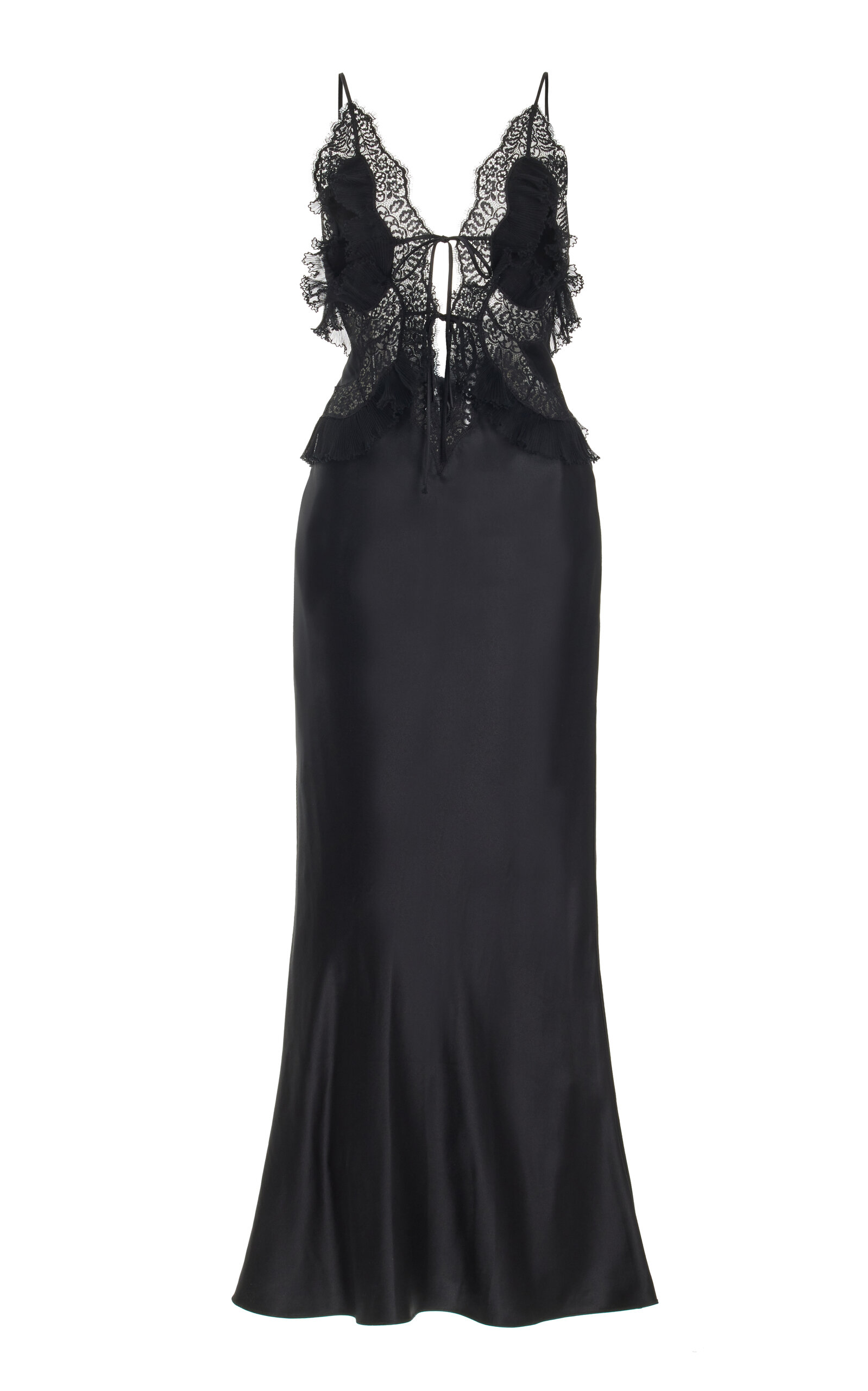 alexander wang black lace trim slip dress lace-detailing silk satin Mini dress