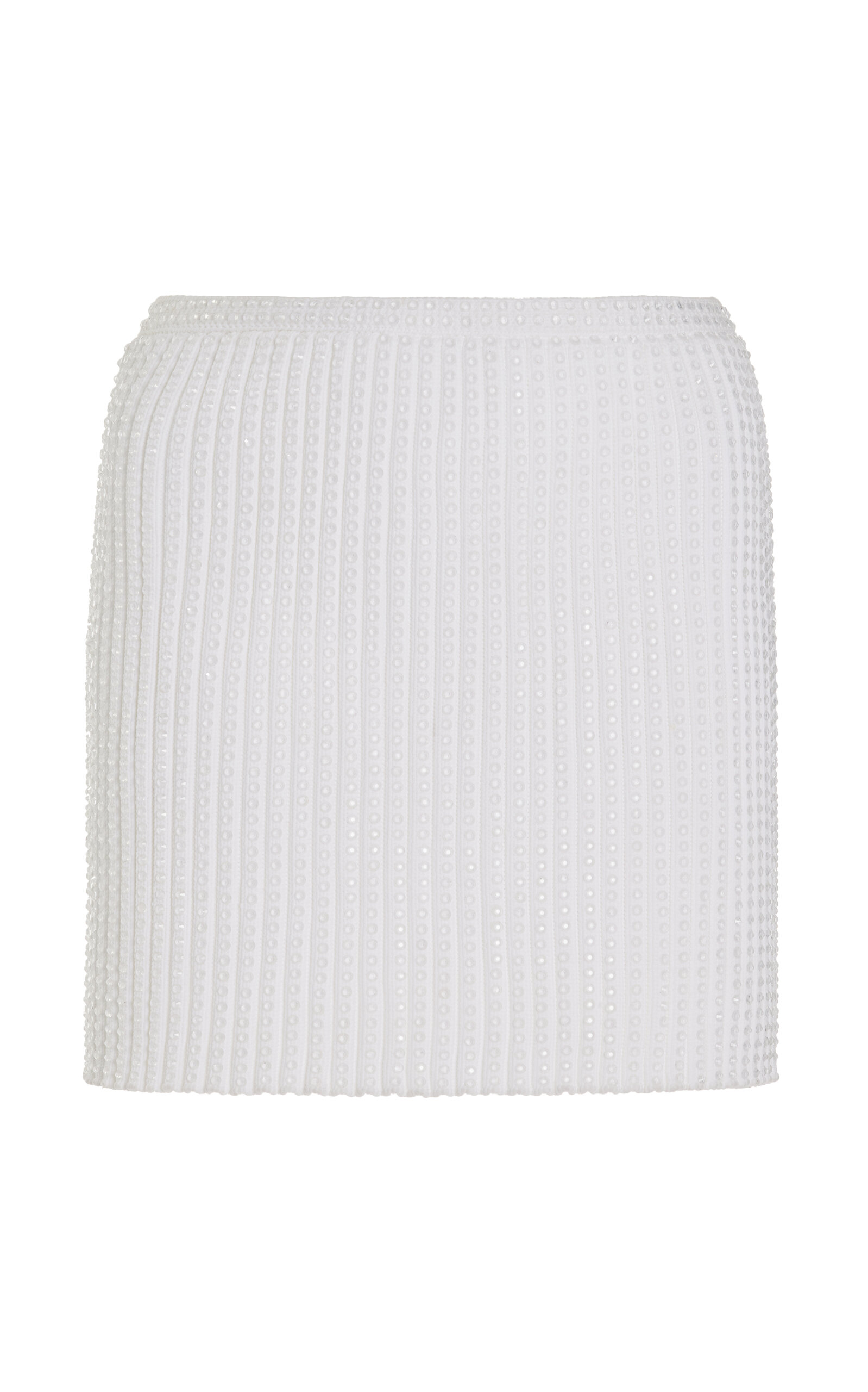 Alexander Wang Crystal-embellished Ribbed-knit Mini Skirt In White