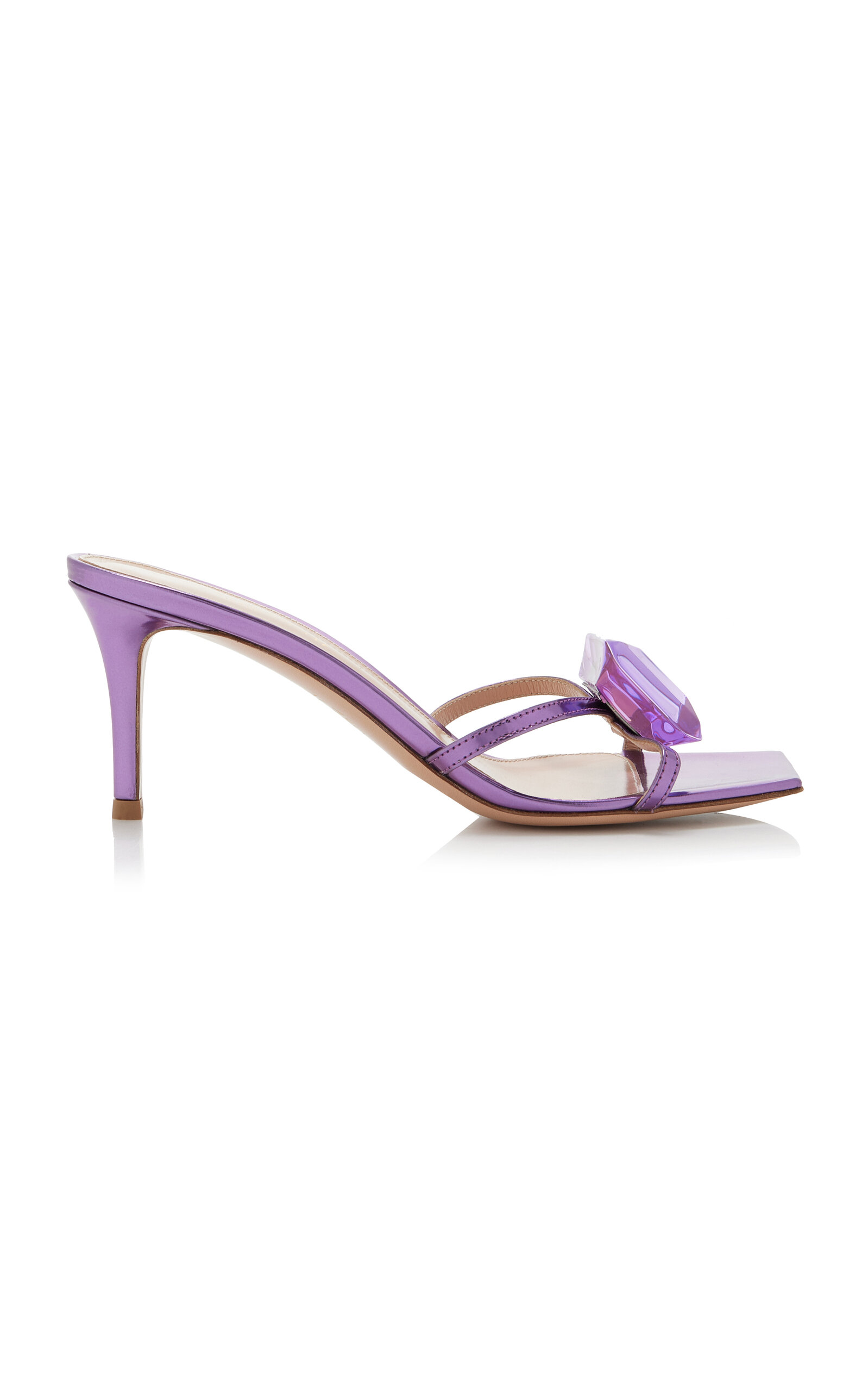 Gianvito Rossi Embellished Leather Sandals In Purple