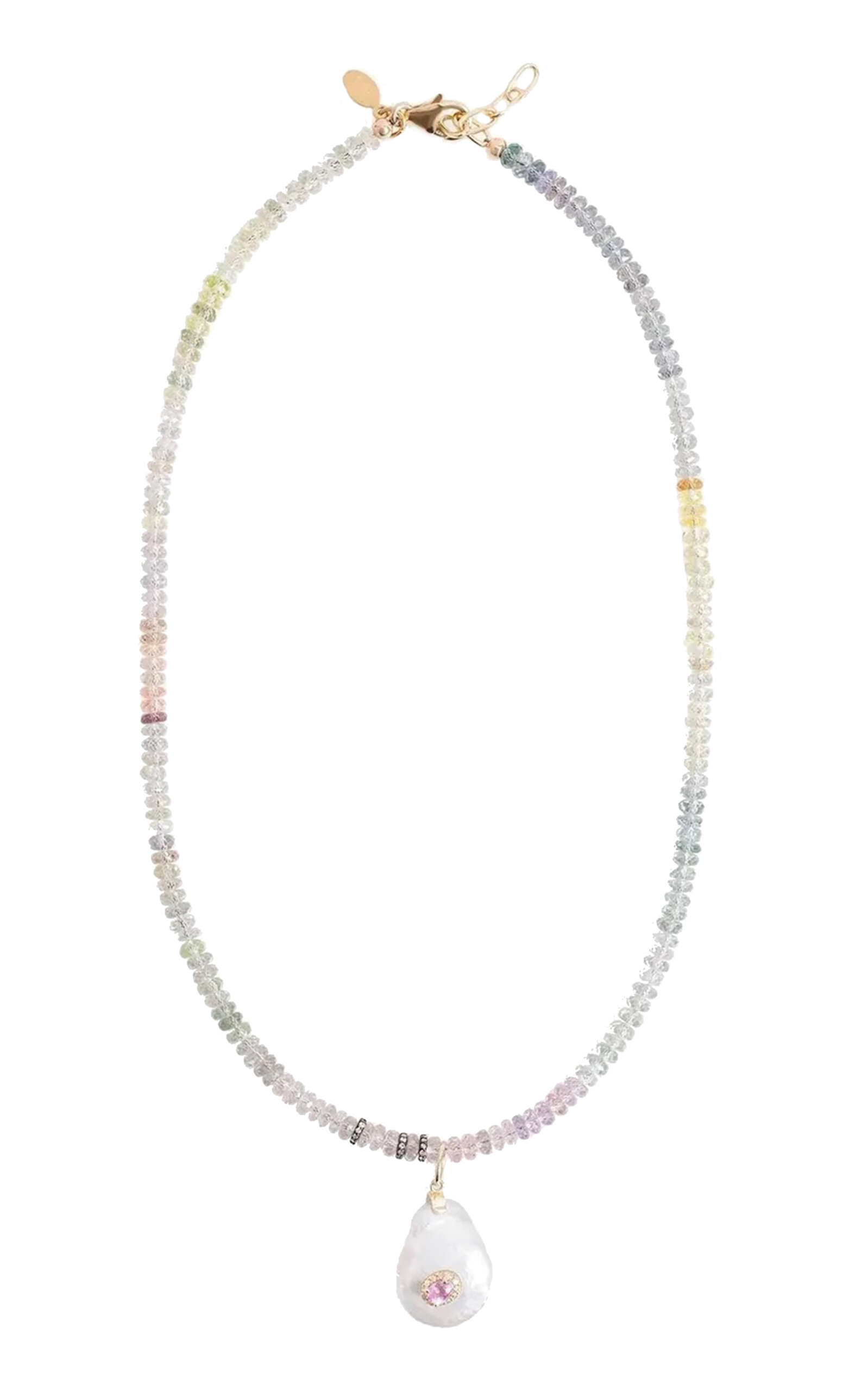 Joie Digiovanni 14k Yellow Gold Gemburst Diamond Sorbet Sapphire Necklace In Multi