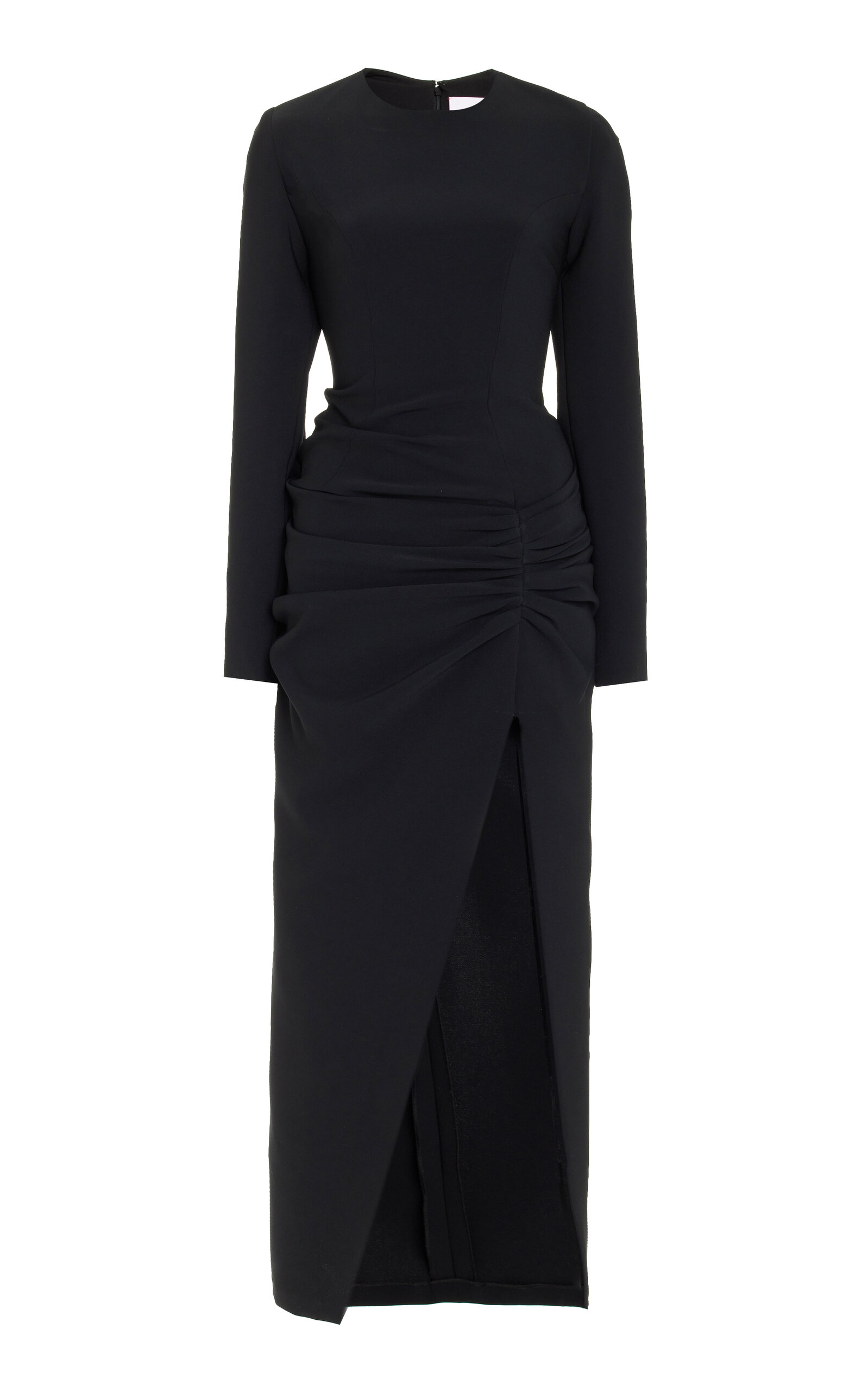 Shop Carolina Herrera Stretch Crepe Midi Dress In Black