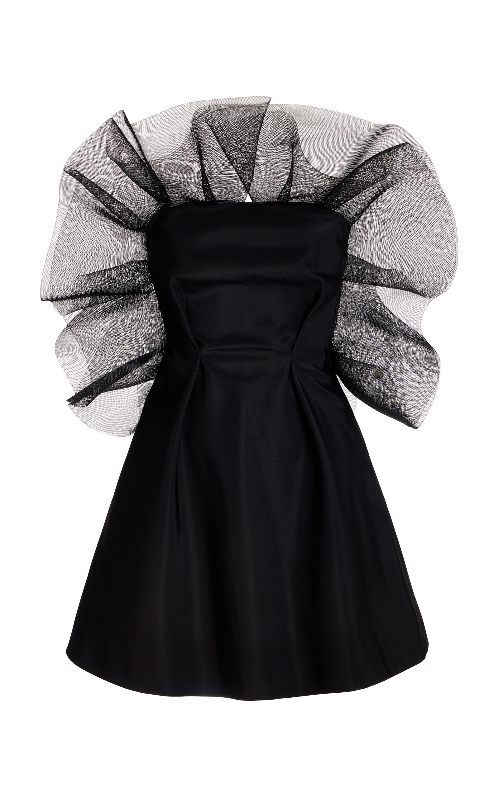 Carolina Herrera - Dramatic Ruffled Bodice Silk Faille Mini Dress - Black - US 2 - Moda Operandi