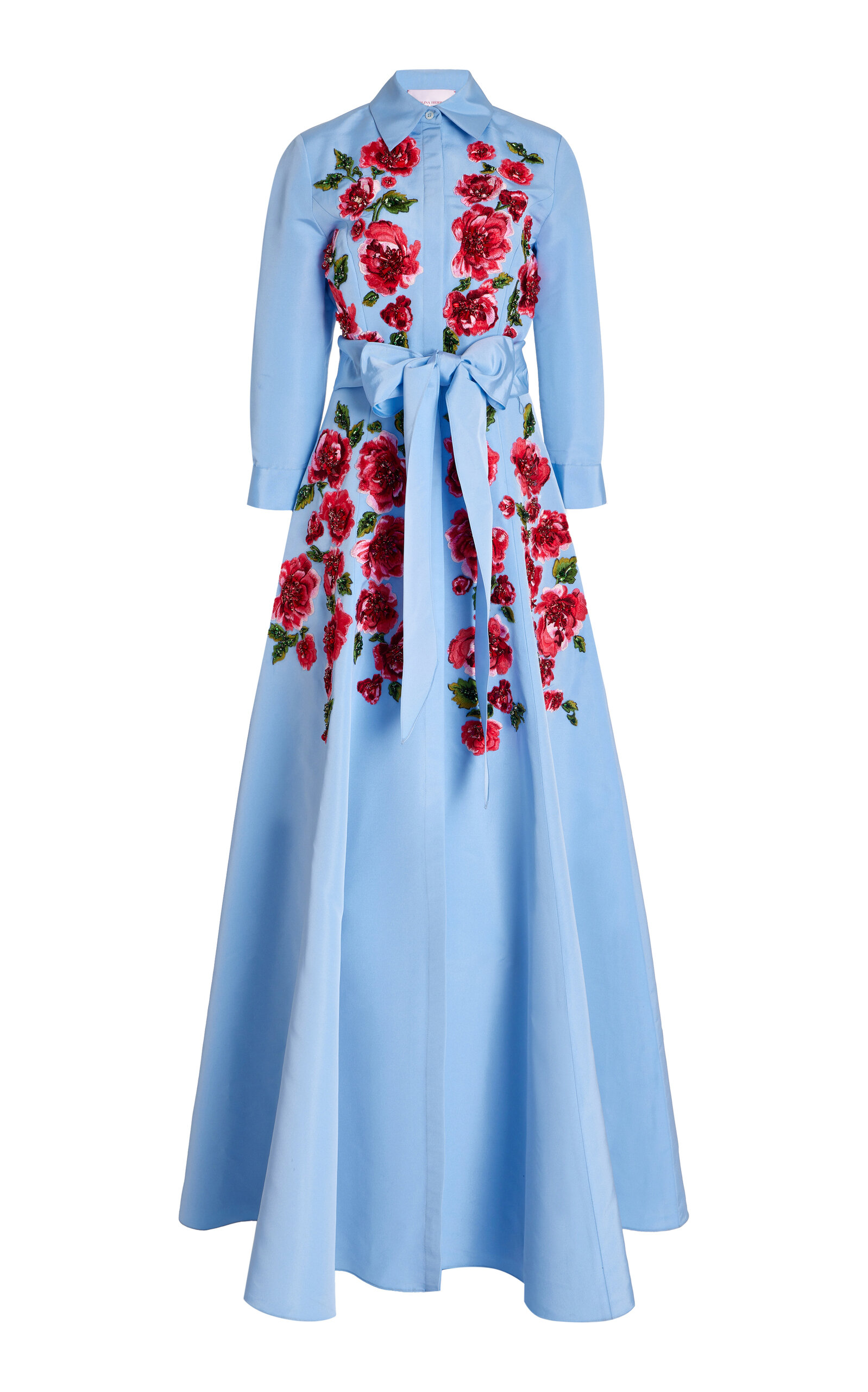 Carolina Herrera Women's Embroidered Silk Faille Trench Gown In Light Blue | ModeSens Carolina Herrera Women's Embroidered Silk Faille Trench Gown In Light Blue | ModeSens