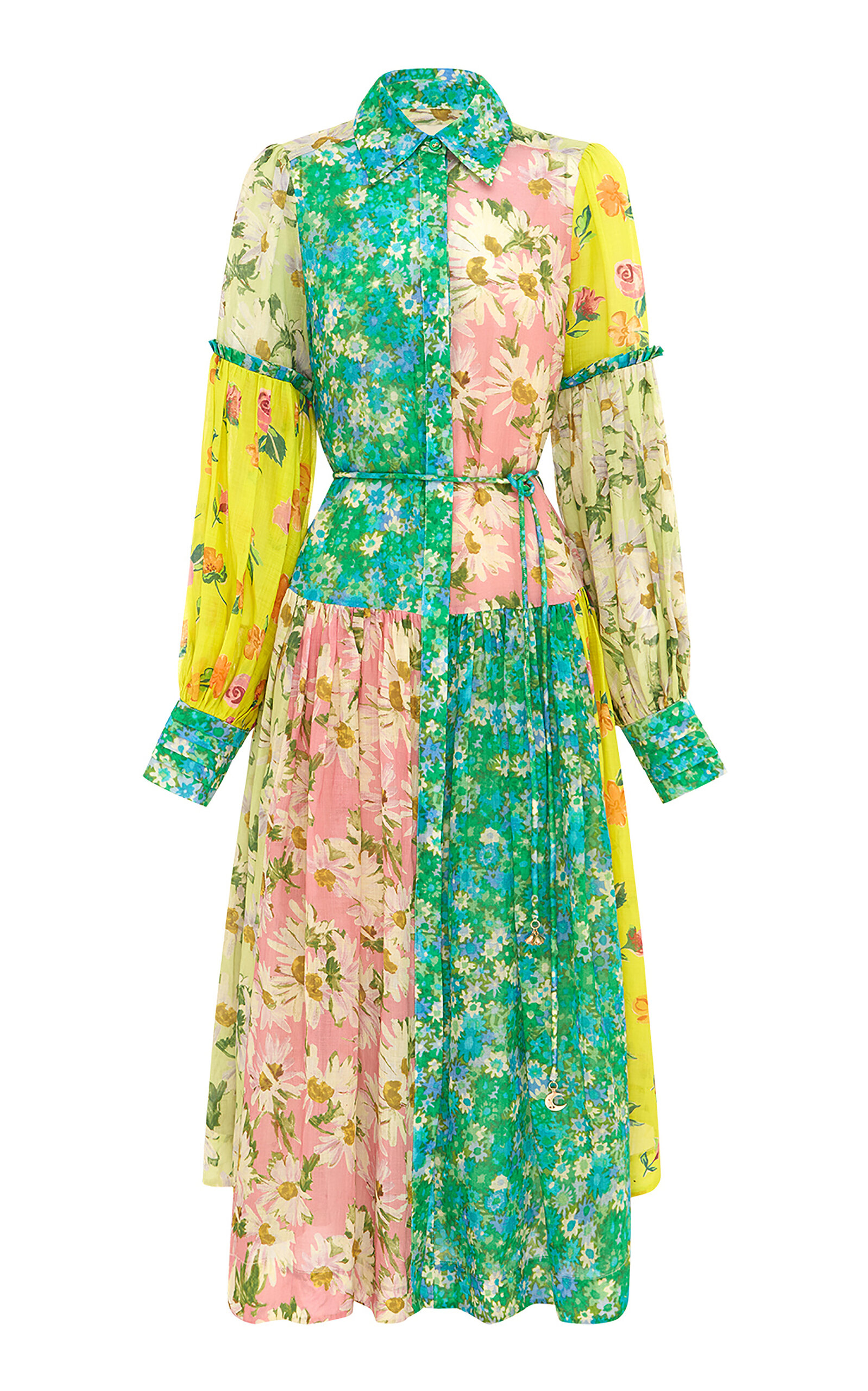 ALEMAIS Kenzie Patchwork Midi Shirt Dress