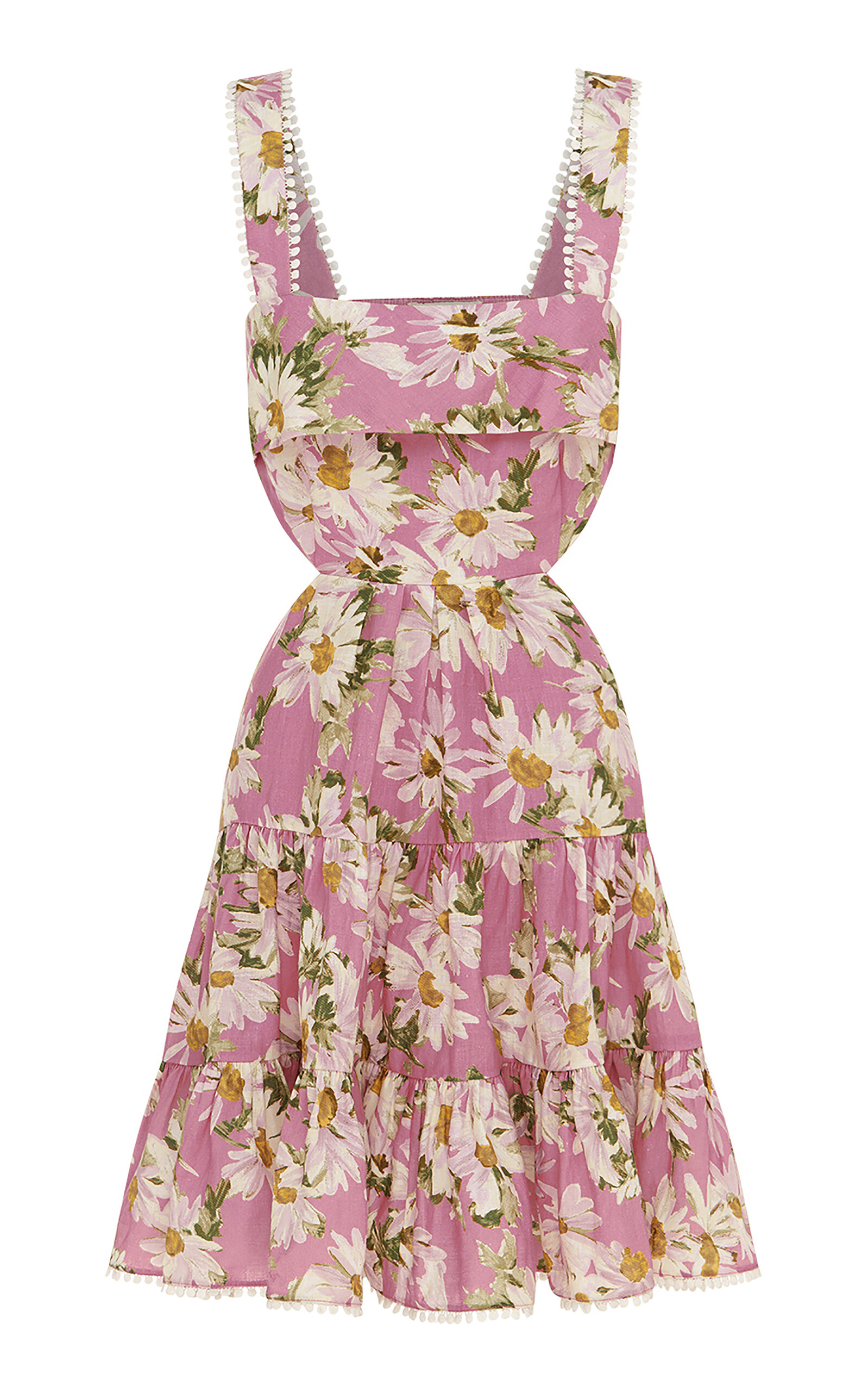 Alemais Maia Floral Cutout Linen Mini Dress