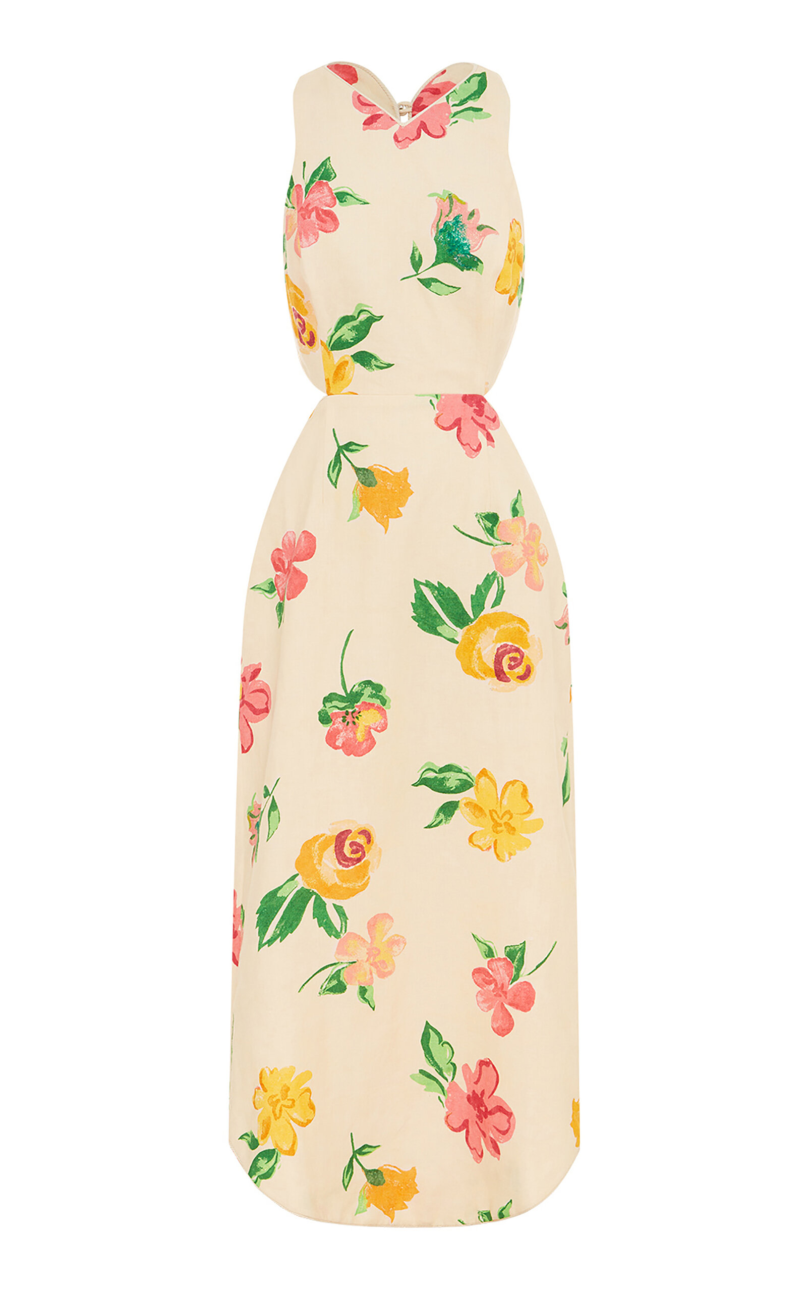 Alemais Scarlett Cutout Linen Midi Dress In Floral