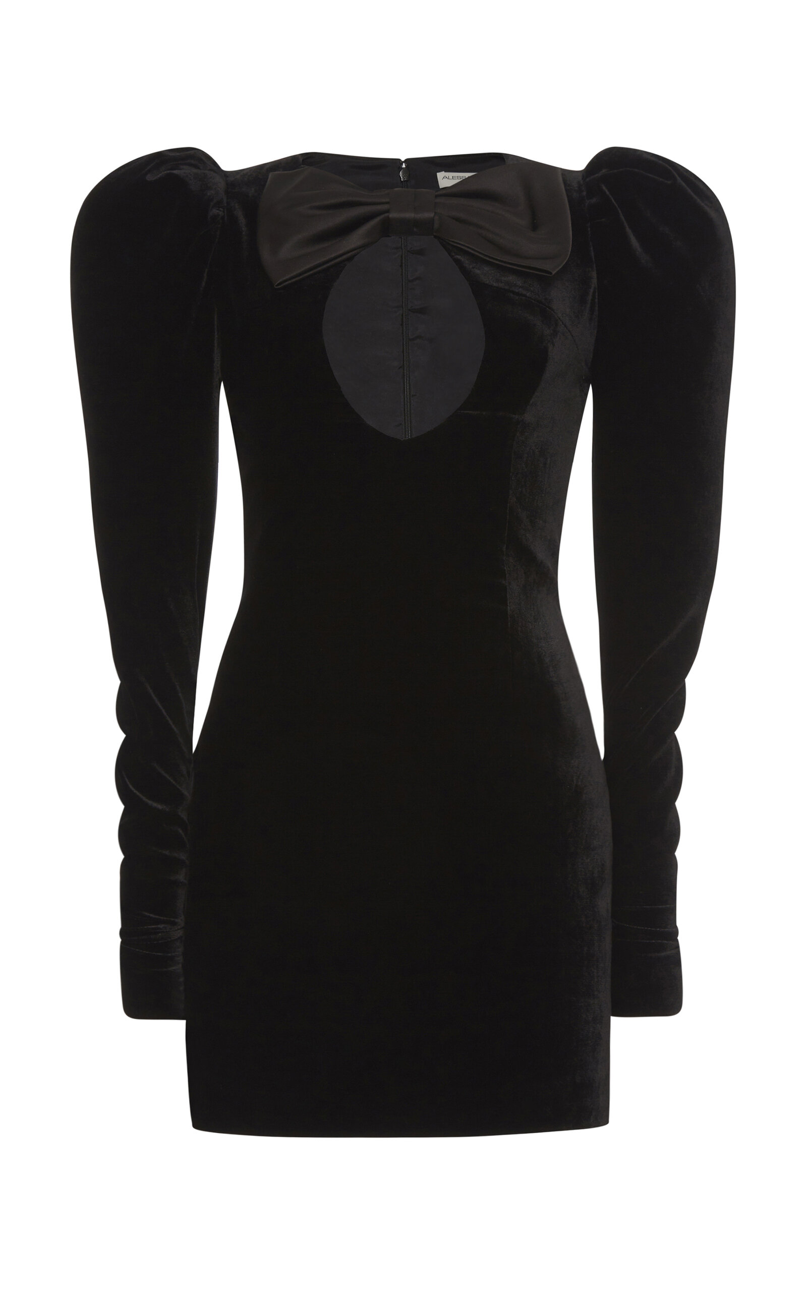 Shop Alessandra Rich Bow-detailed Velvet Mini Dress In Black