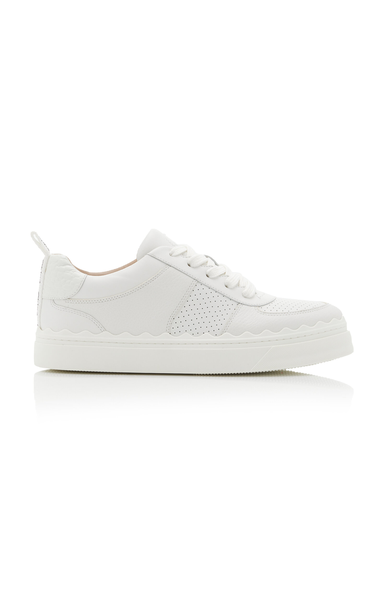 Chloé Lace-up Leather Sneakers In White