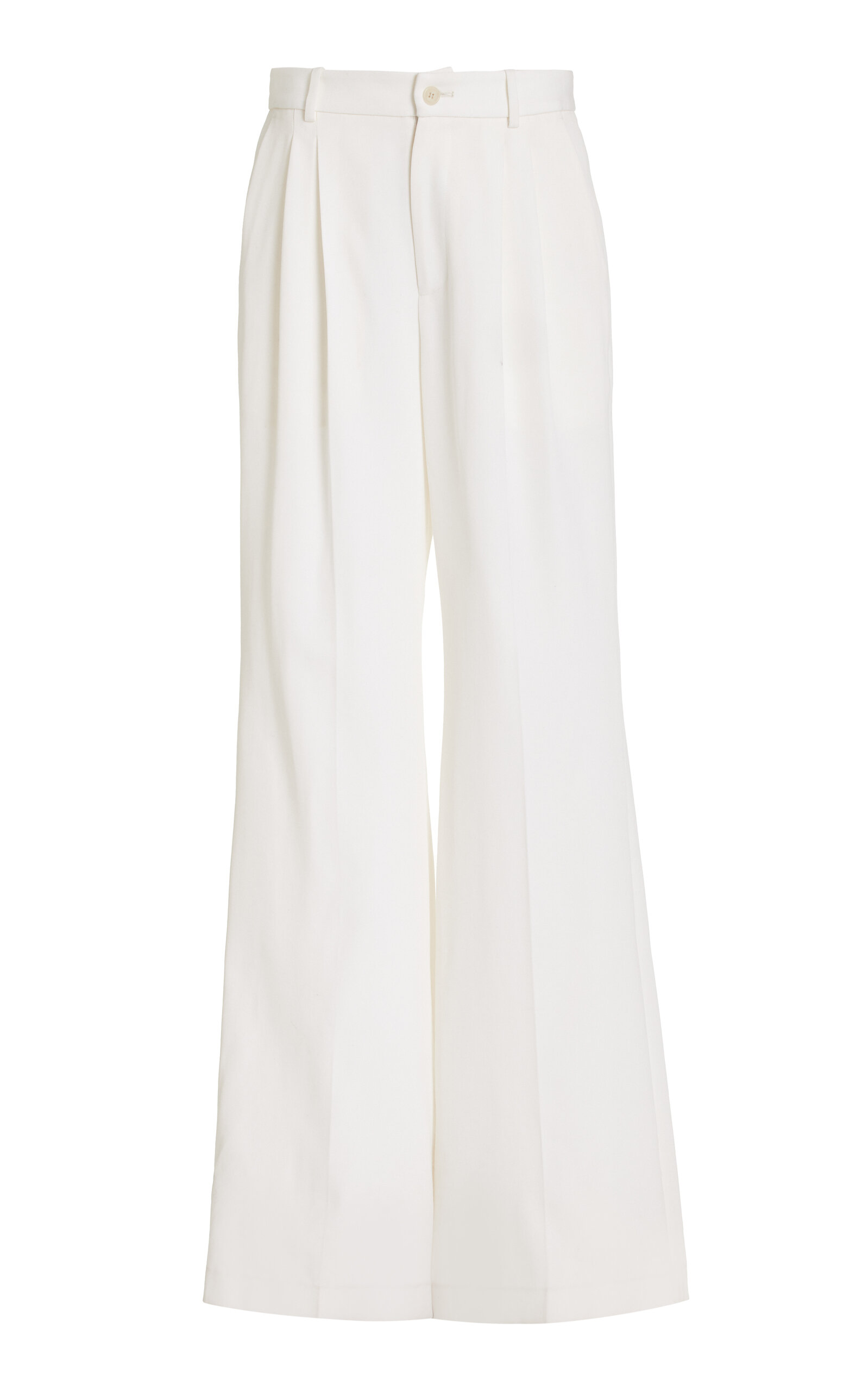 NILI LOTAN Flavie Mid-Rise Virgin Wool Pants - White