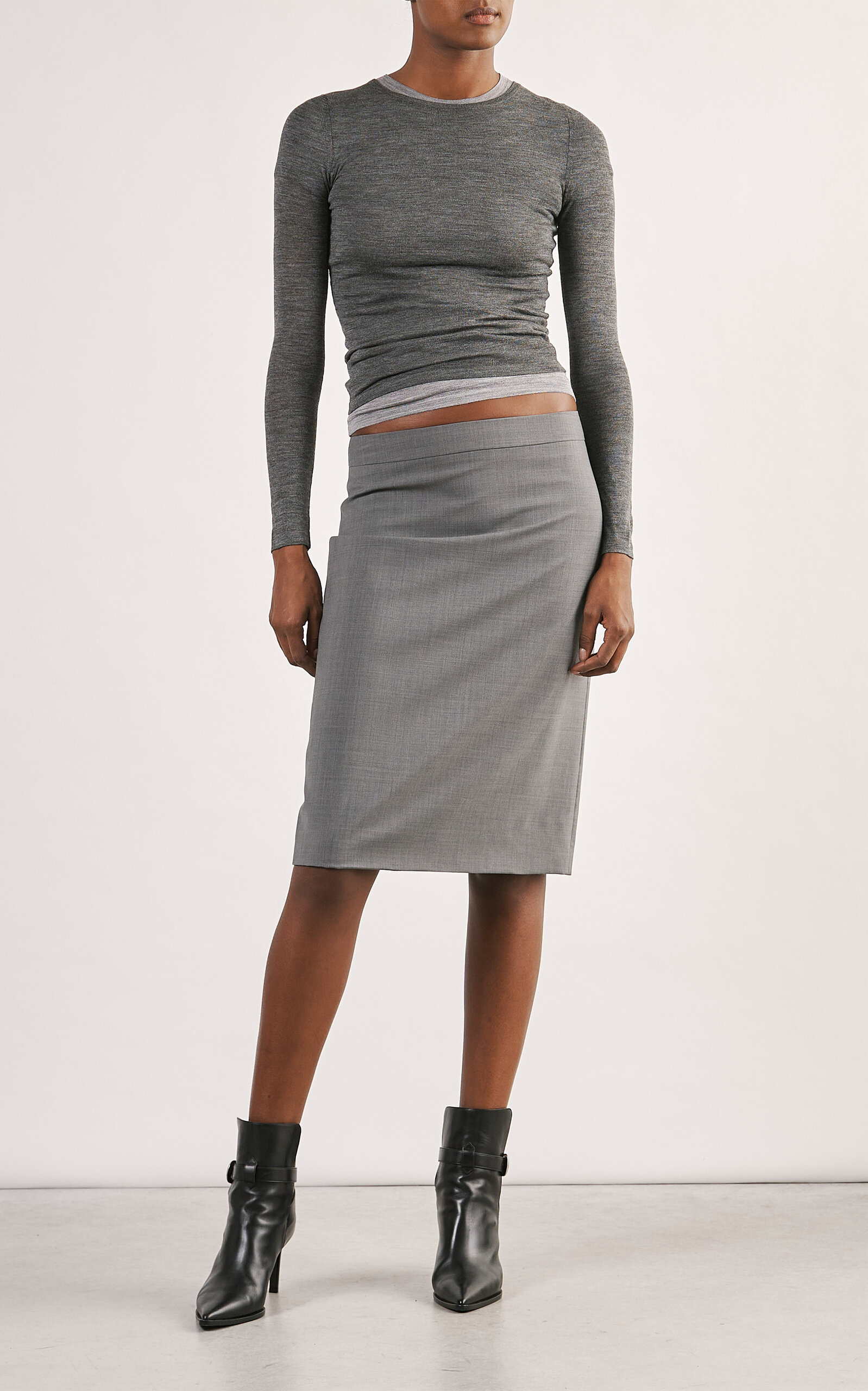 Nili Lotan Women's Pippa Wool-blend Midi Skirt In Grey