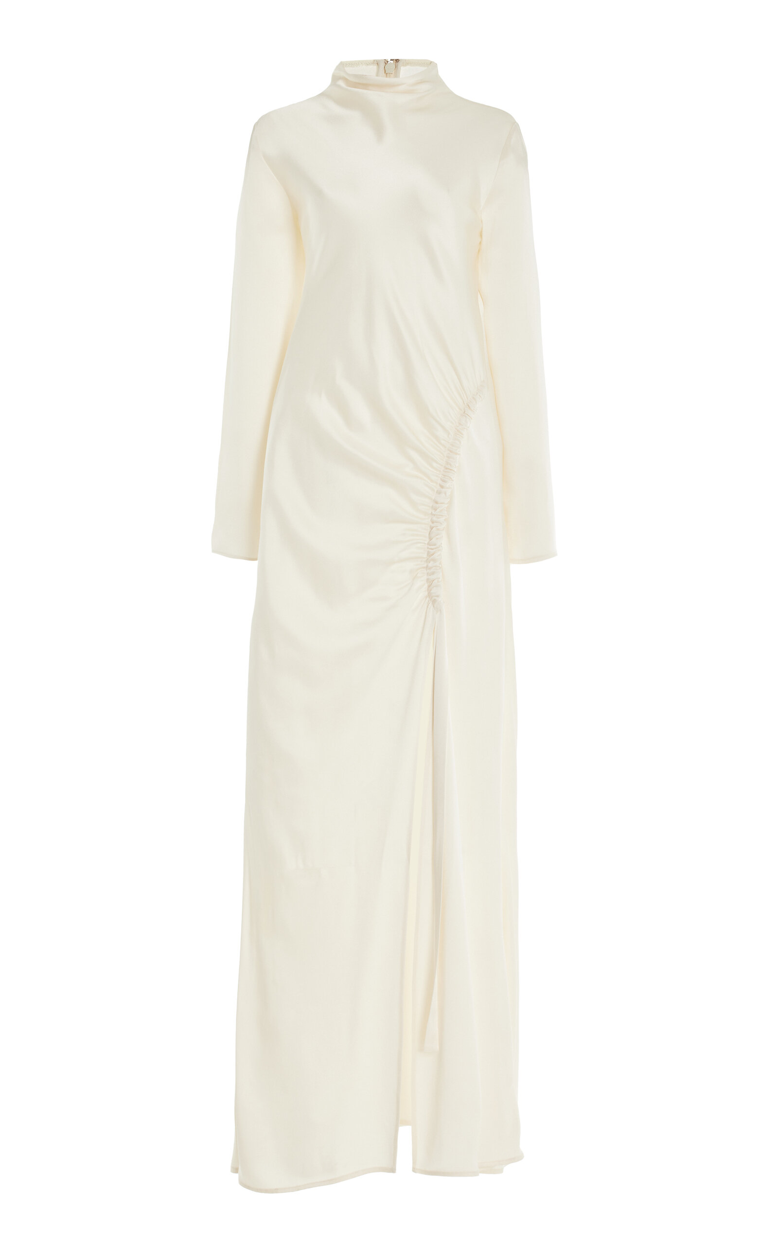 Lapointe Exclusive Gathered Satin Maxi Dress In White