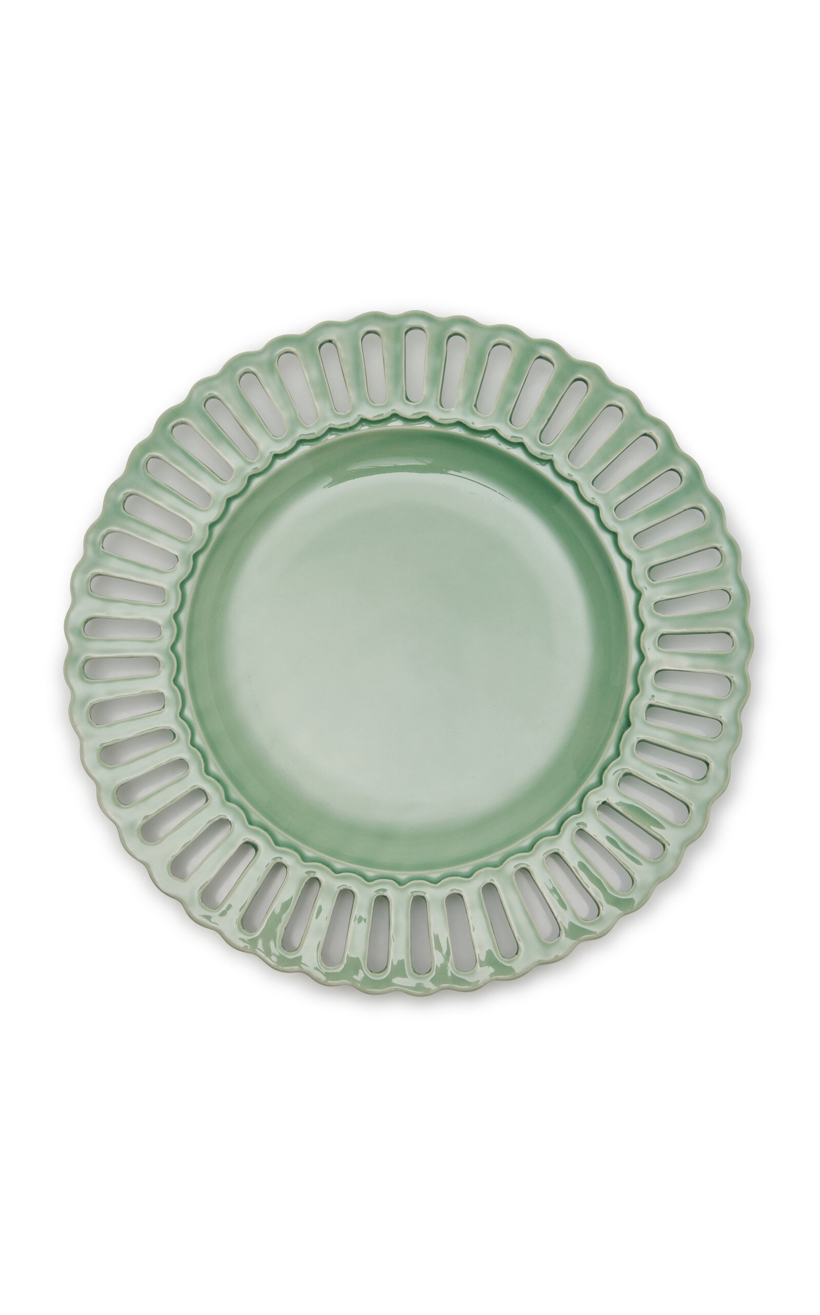 Moda Domus Balconata Creamware Dinner Plate In Green