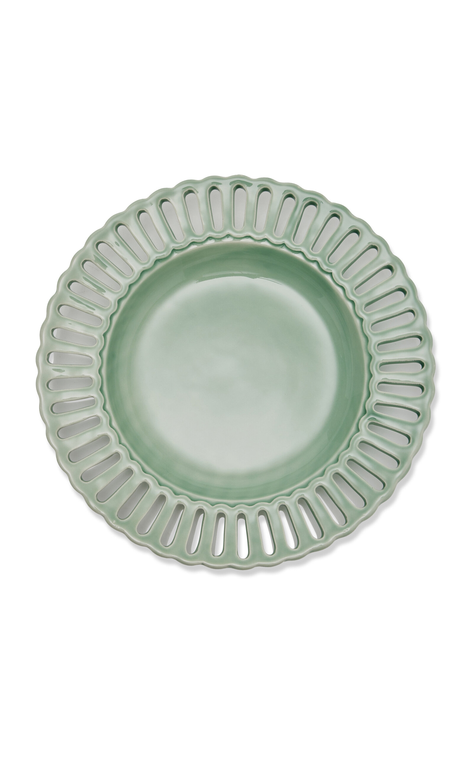 Moda Domus Balconata Creamware Soup Plate In Green