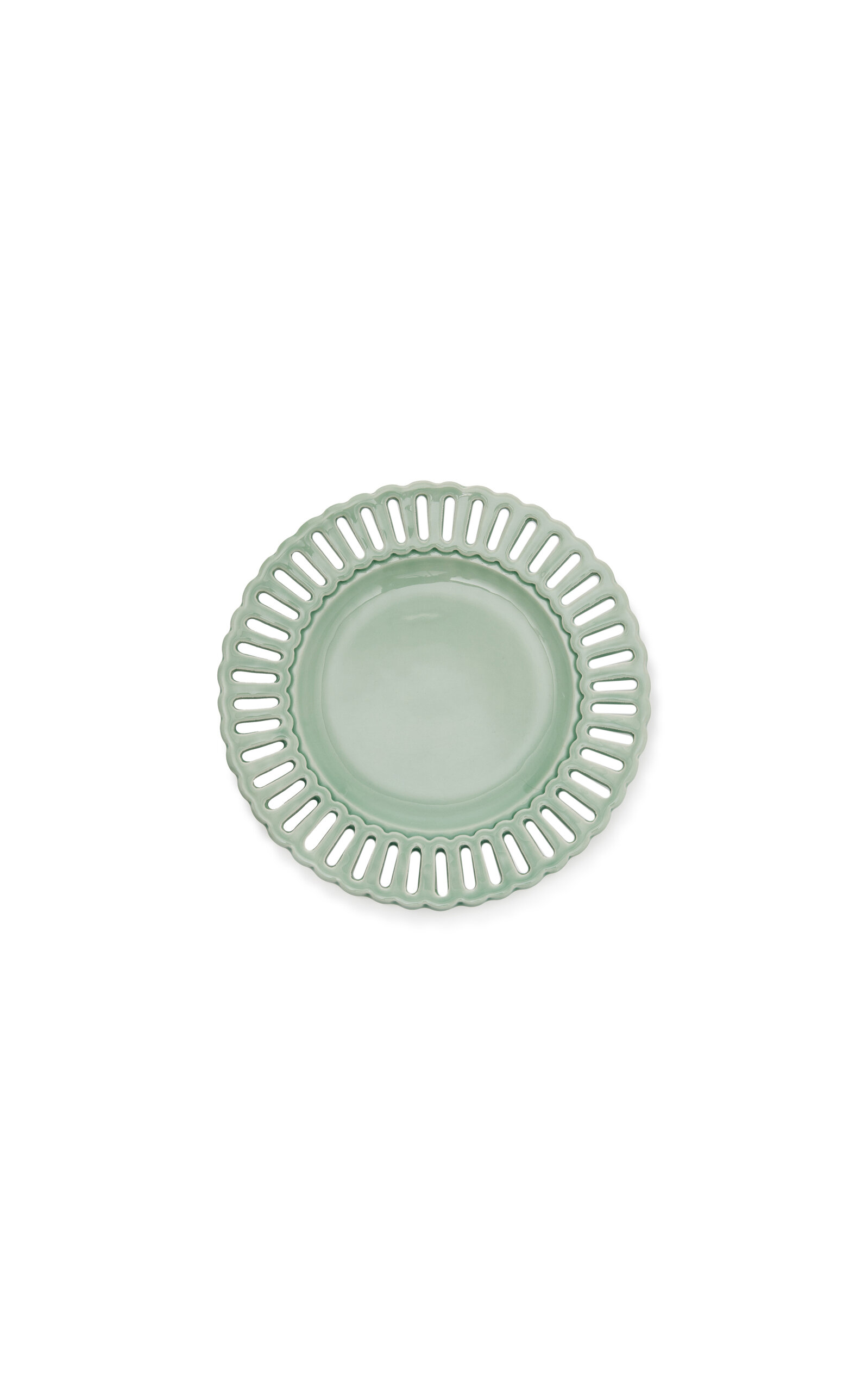 Moda Domus Balconata Creamware Dessert Plate In Green